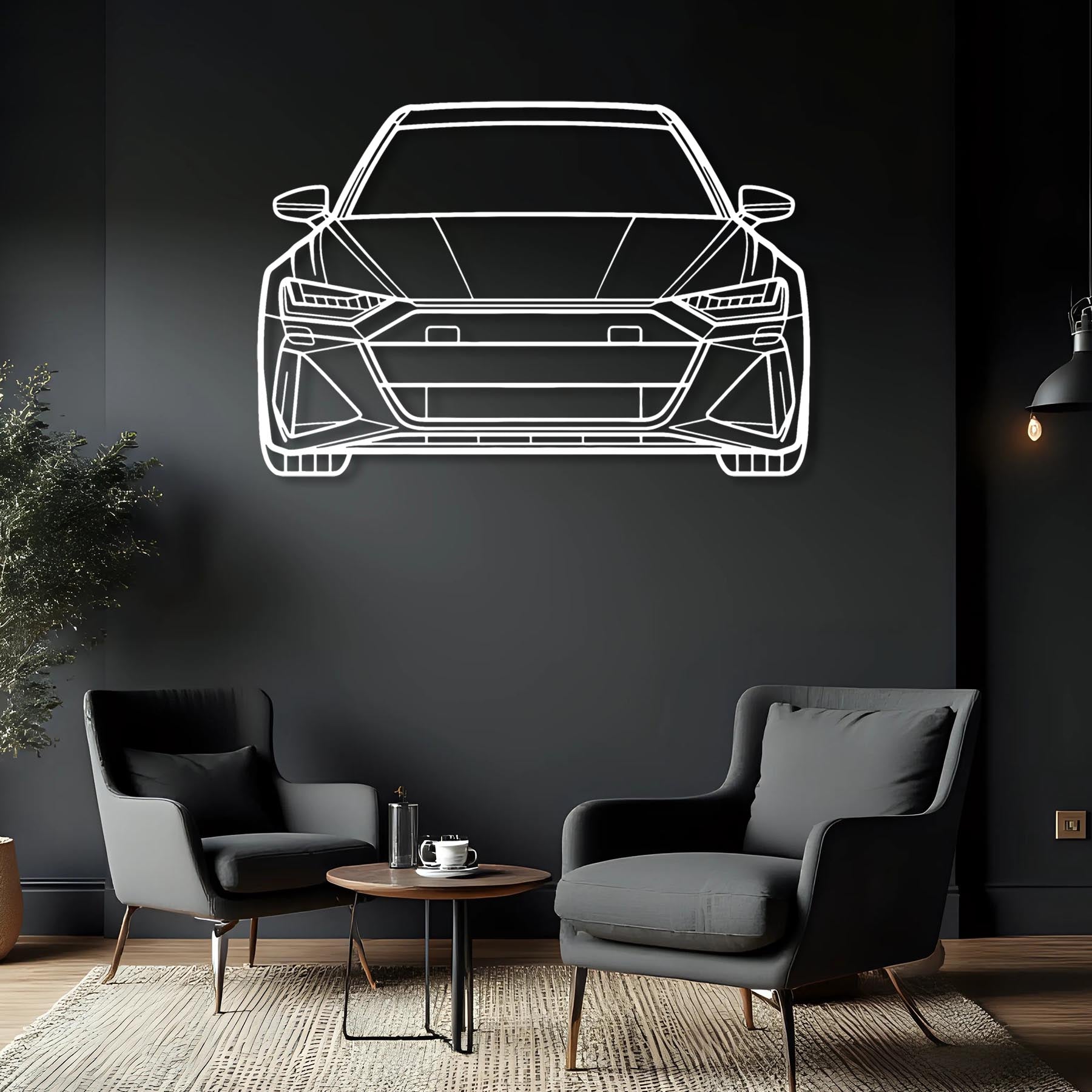 RS6 2023 Front Silhouette Metal Wall Art