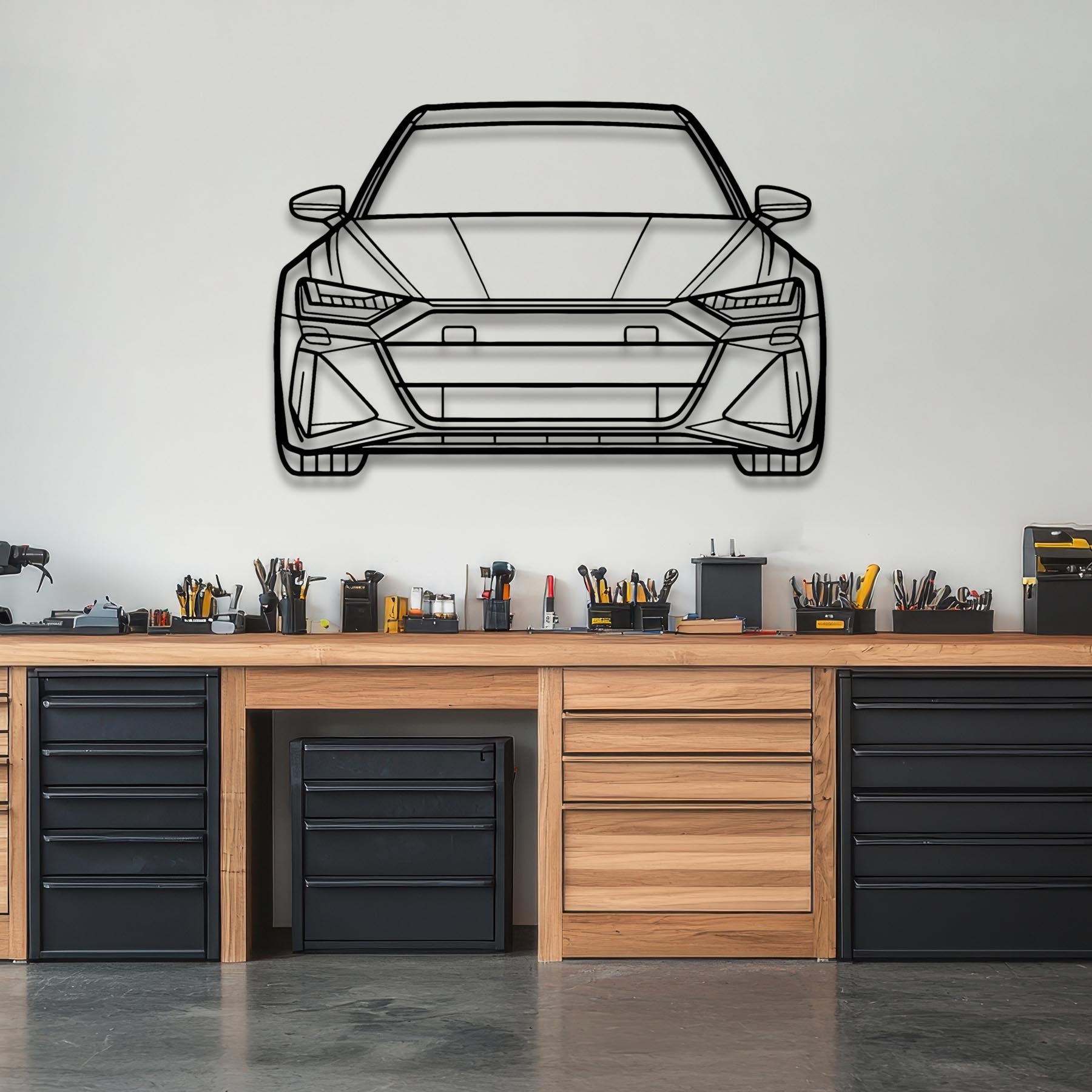 RS6 2023 Front Silhouette Metal Wall Art