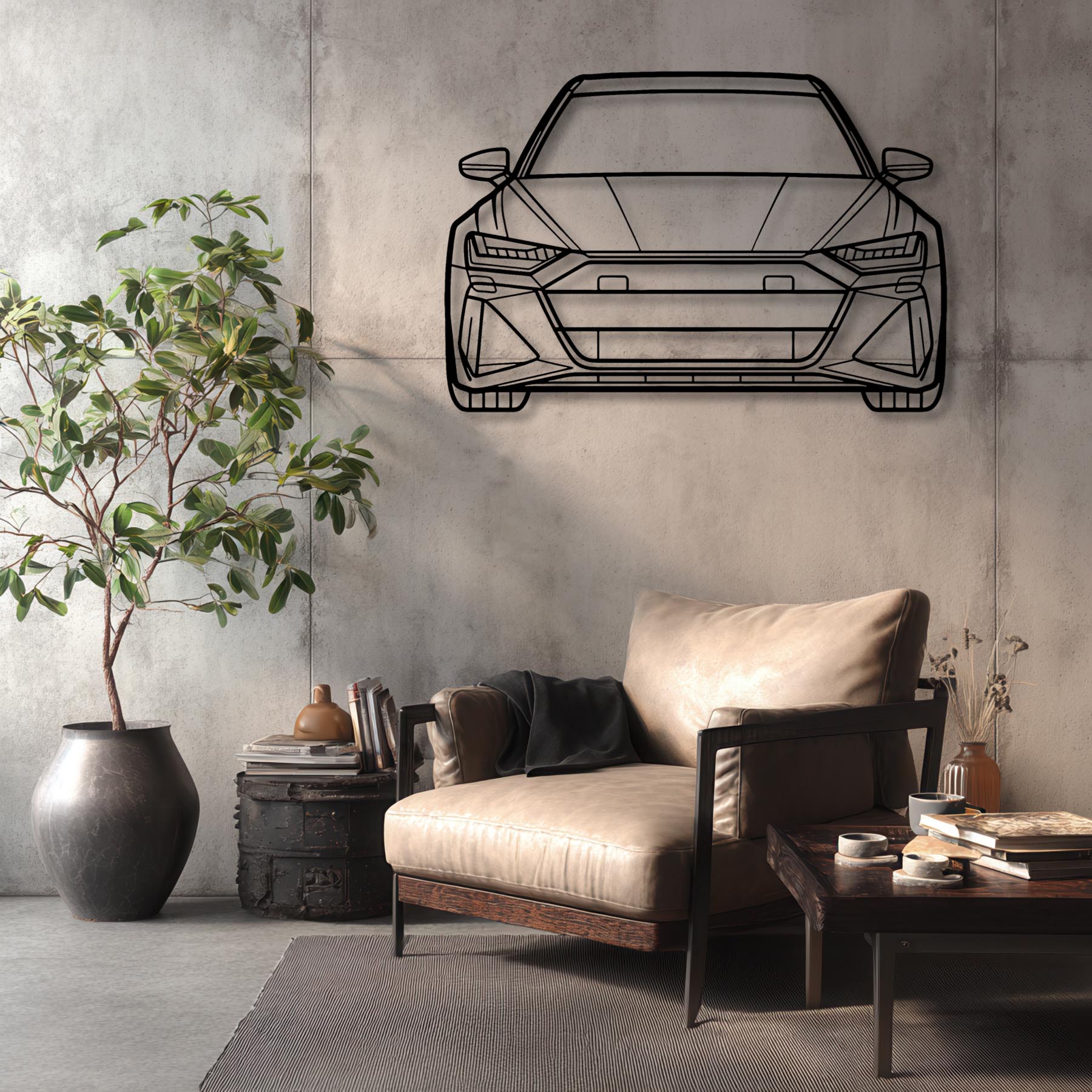 RS6 2023 Front Silhouette Metal Wall Art