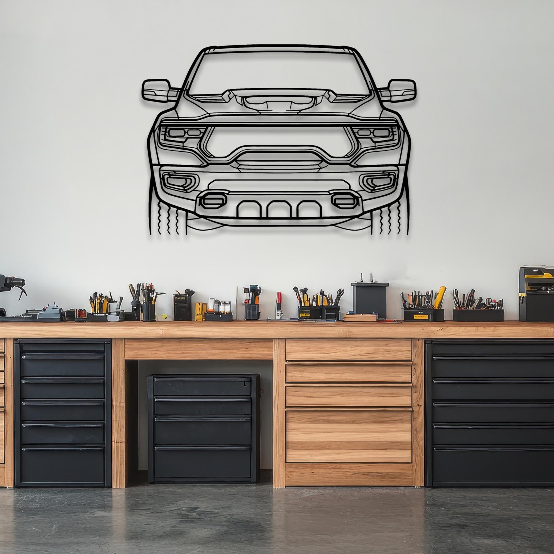 Ram TRX 2021 Front Silhouette Metal Wall Art