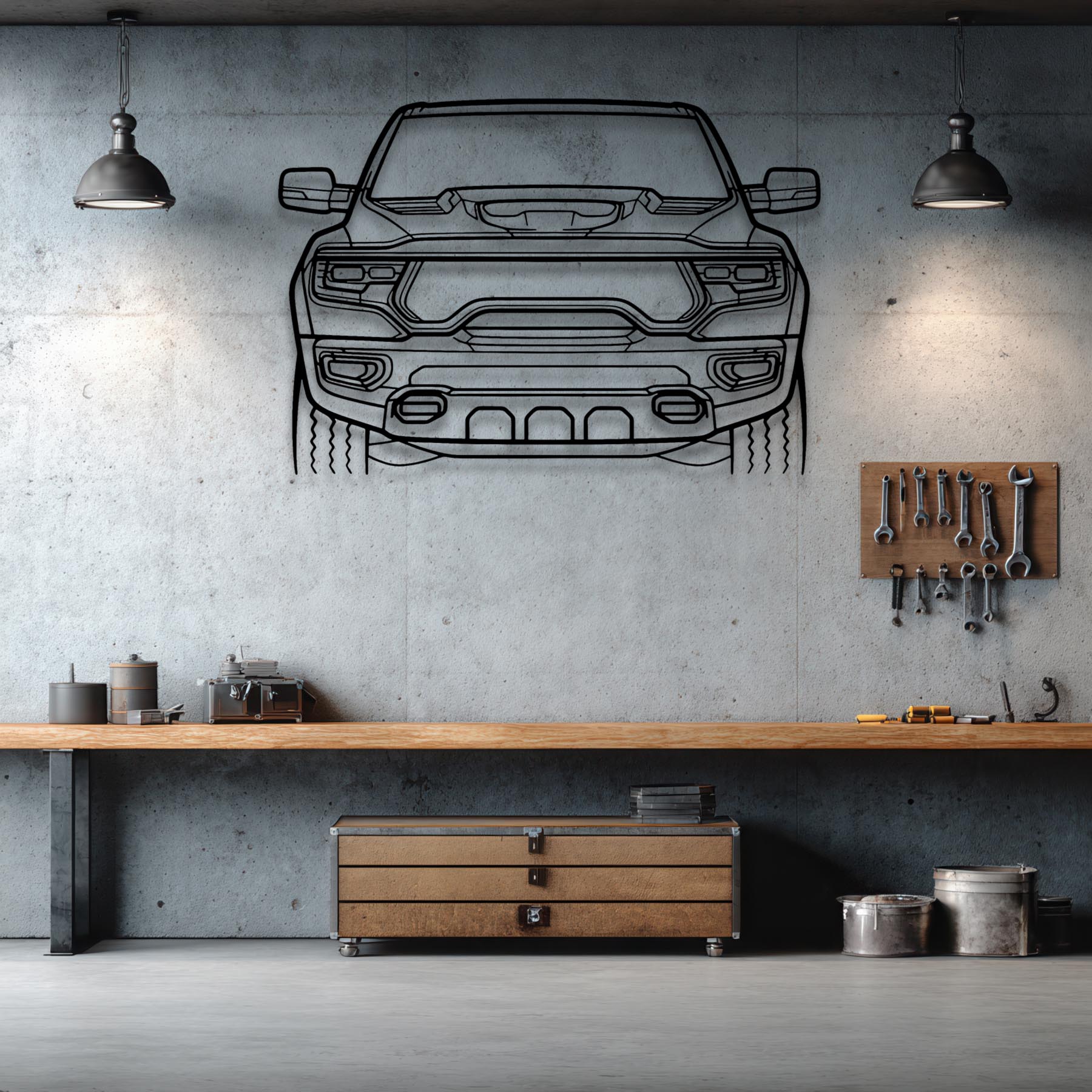 Ram TRX 2021 Front Silhouette Metal Wall Art