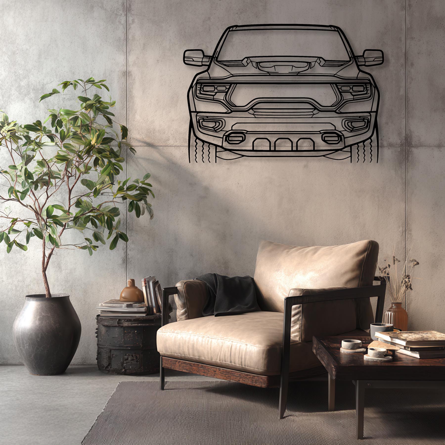 Ram TRX 2021 Front Silhouette Metal Wall Art