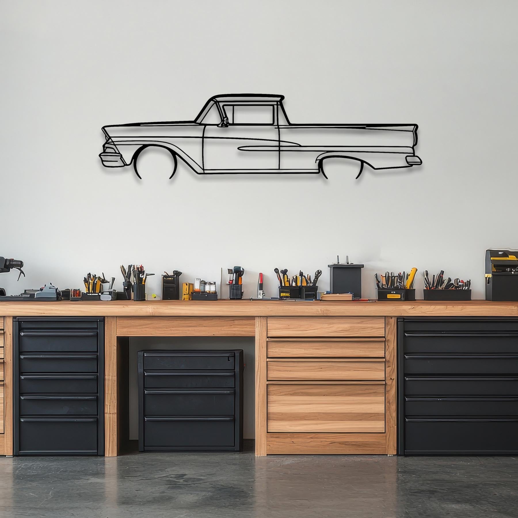 Ranchero 1958 Detailed Silhouette Metal Wall Art