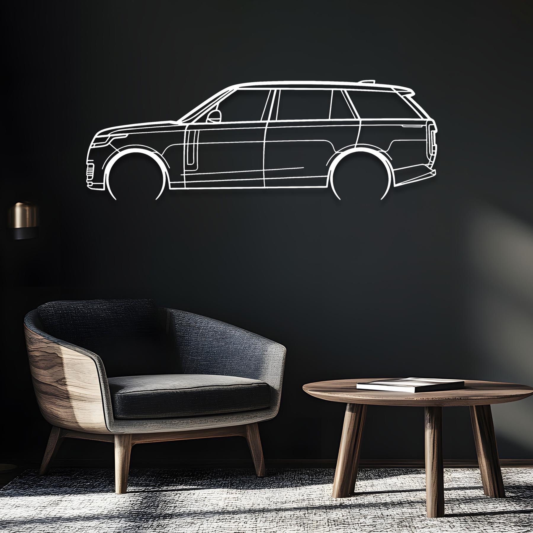 Range Rover 2023 Detailed Silhouette Metal Wall Art
