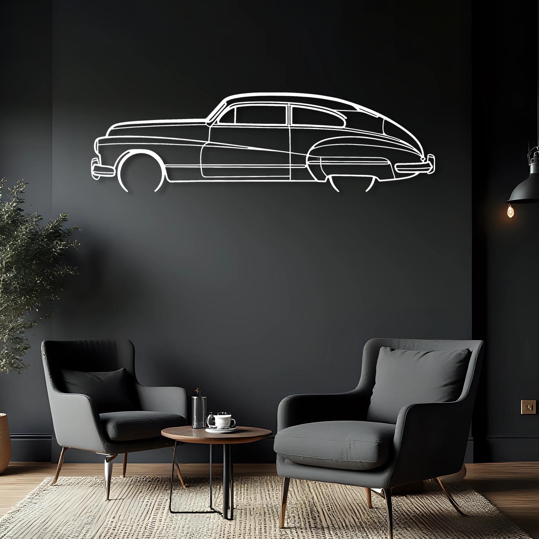 Roadmaster 1948 Detailed Silhouette Metal Wall Art