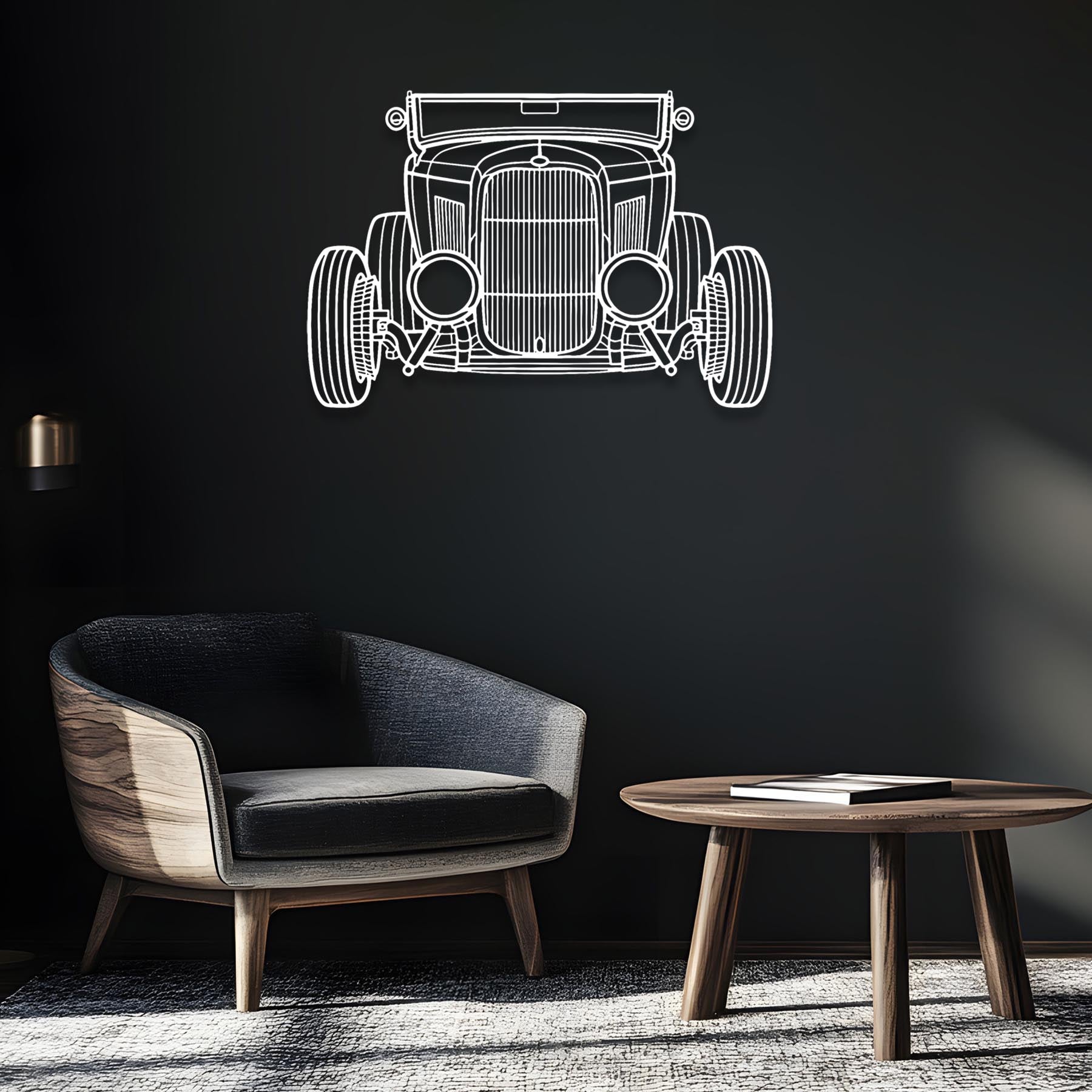 Roadster 1932 Front Silhouette Metal Wall Art