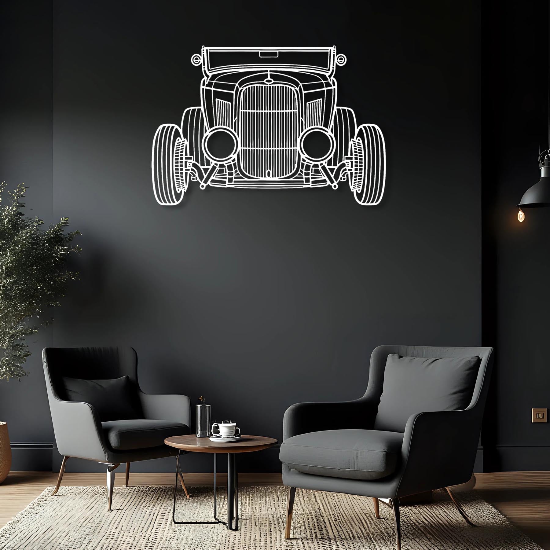 Roadster 1932 Front Silhouette Metal Wall Art