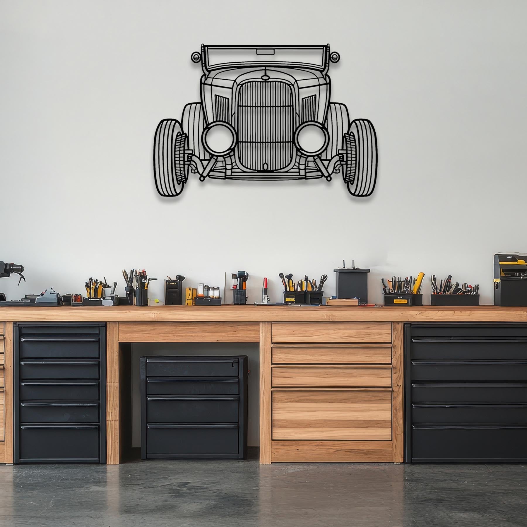 Roadster 1932 Front Silhouette Metal Wall Art