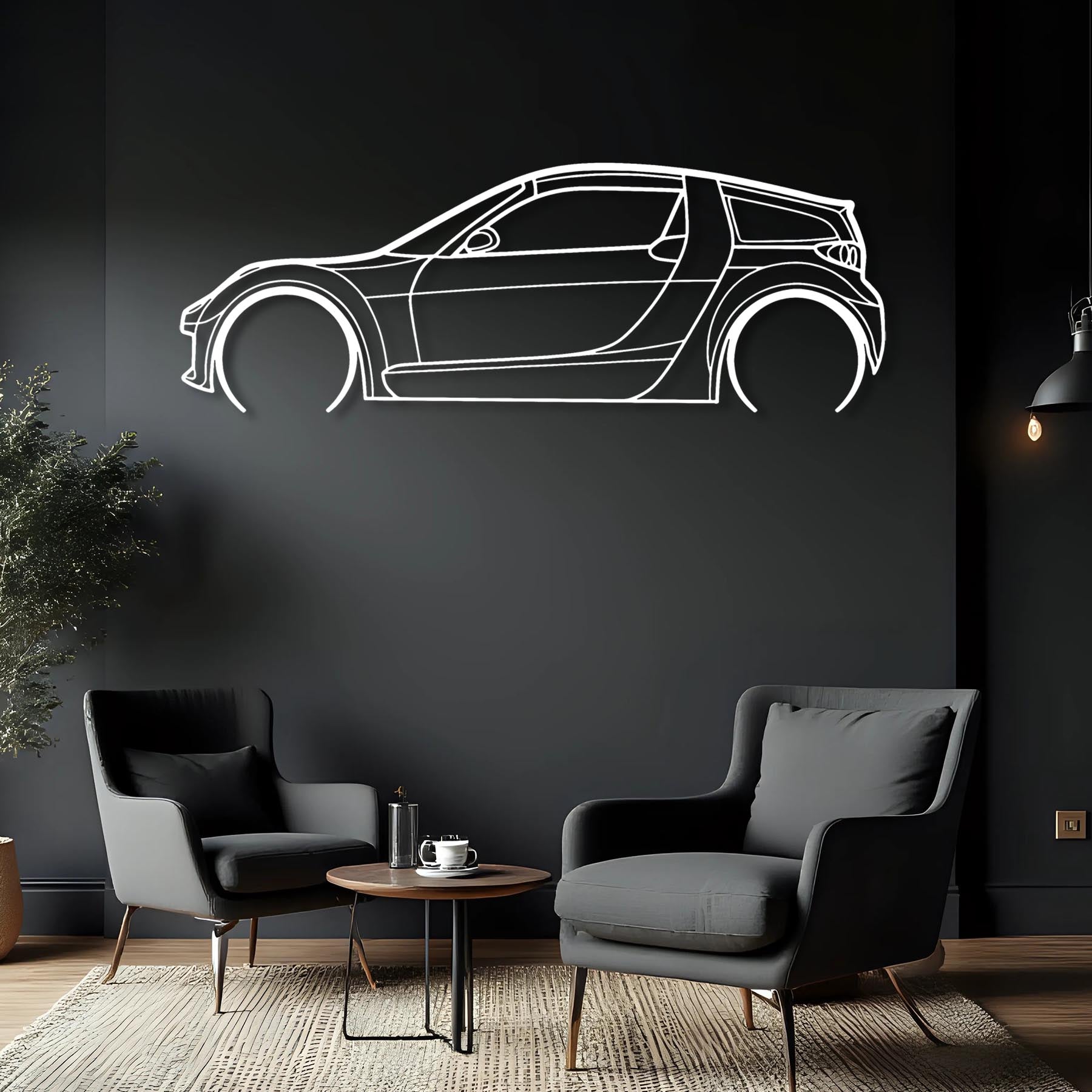 Roadster 2004 Detailed Silhouette Metal Wall Art