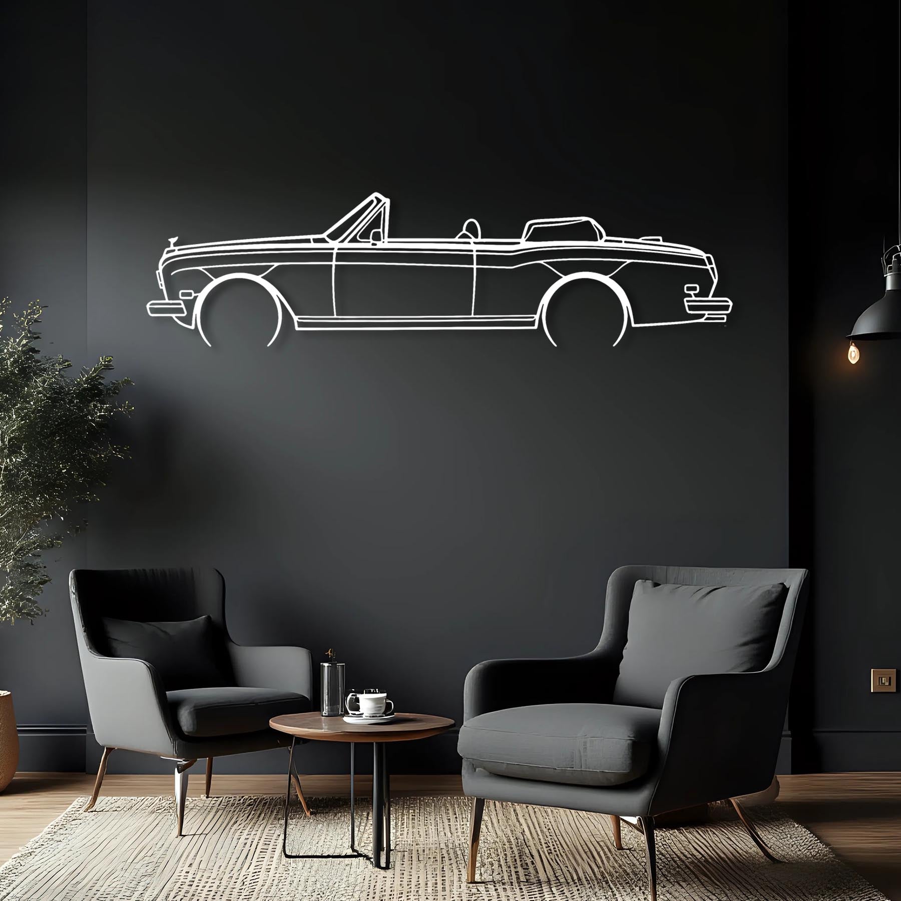Royce Corniche convertible 1981 Detailed Silhouette Metal Wall Art