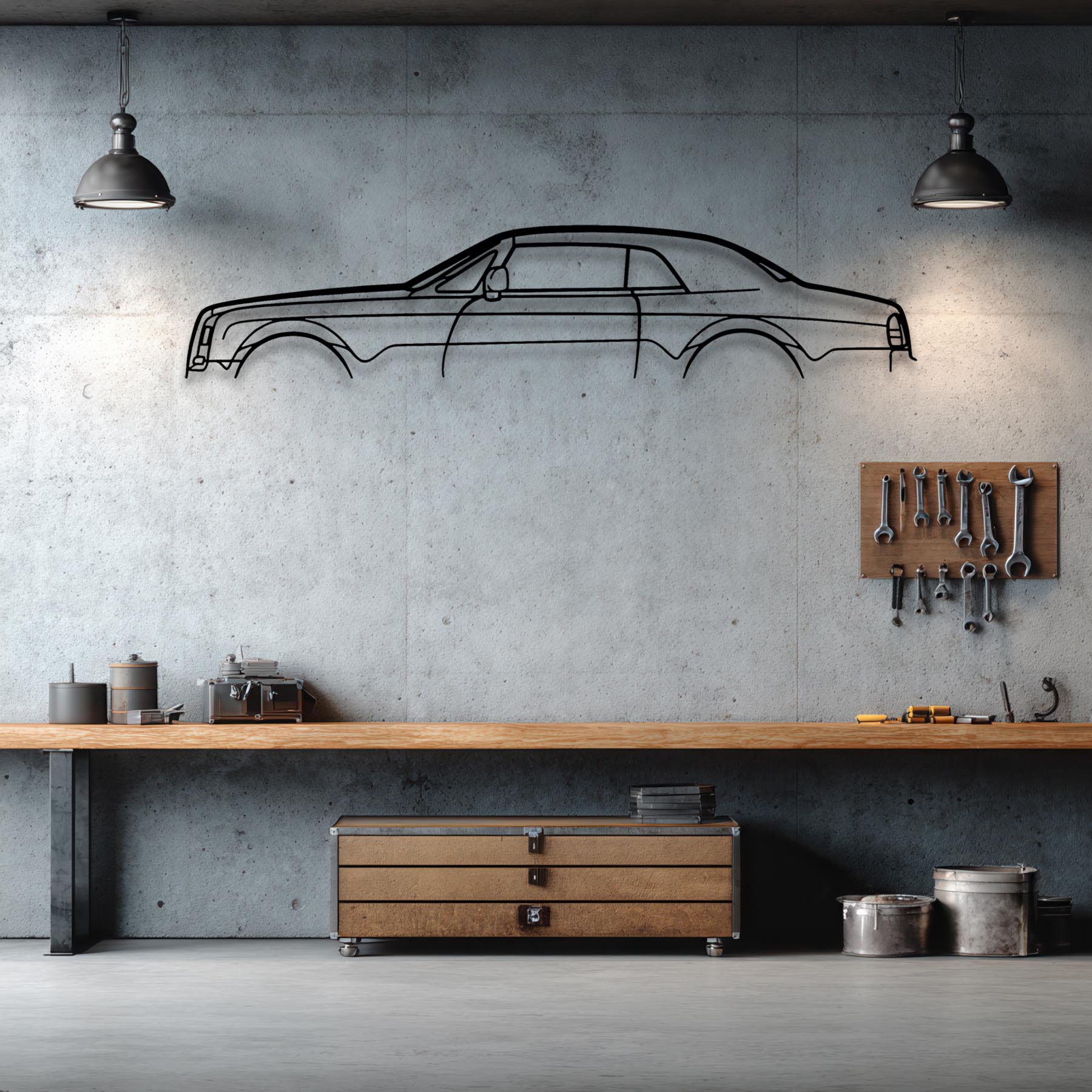 Royce Phantom Coupe Classic Silhouette Metal Wall Art