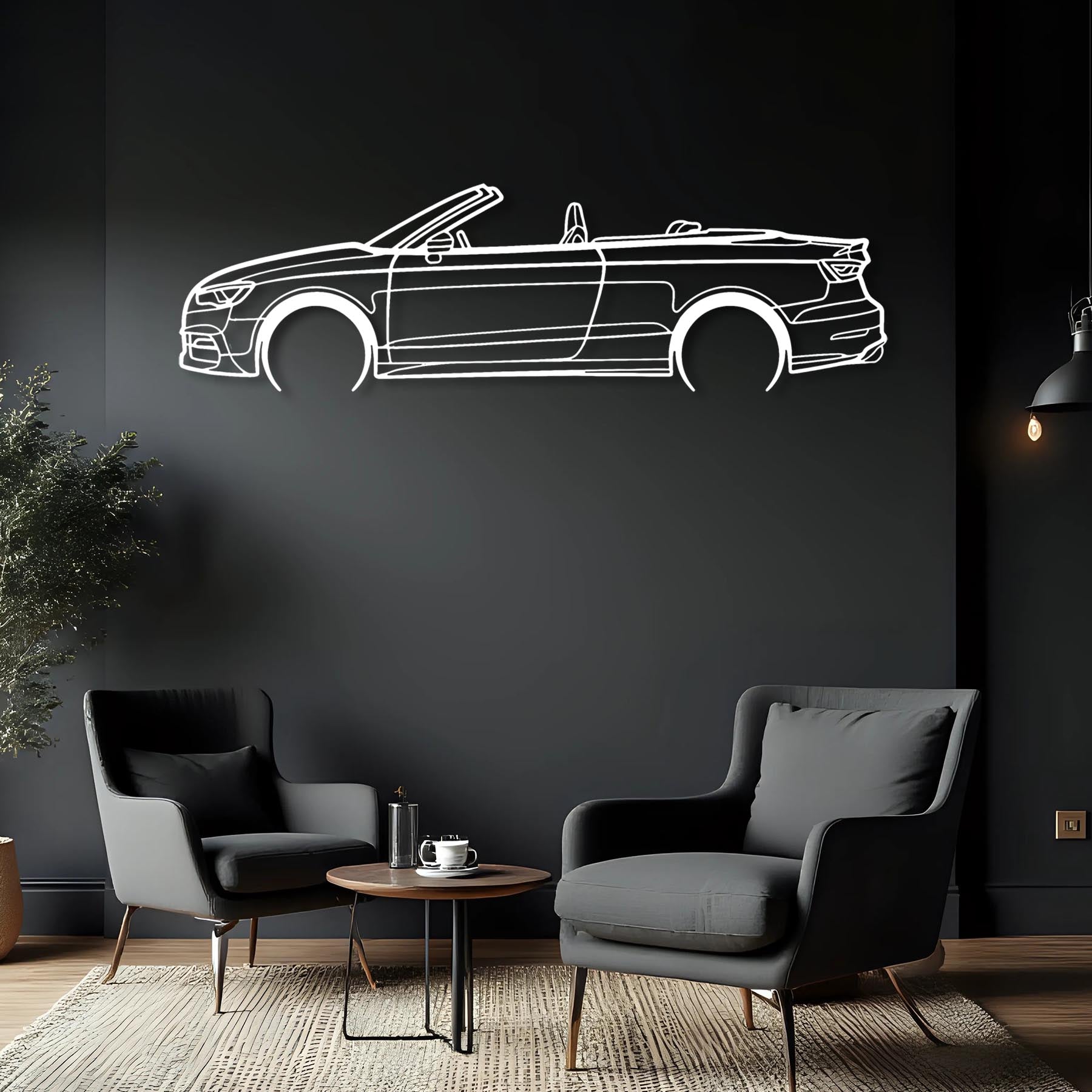 S3 Convertible 2015 Detailed Silhouette Metal Wall Art