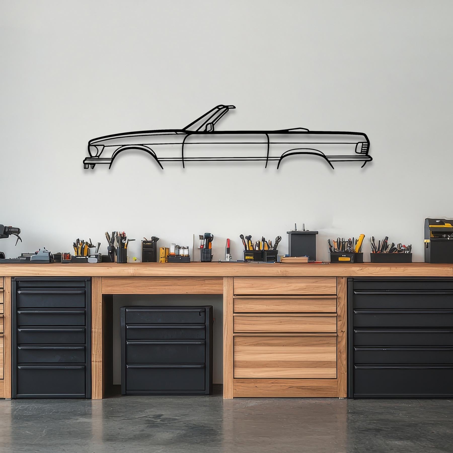 SL450 Convertible 1973 Classic Silhouette Metal Wall Art