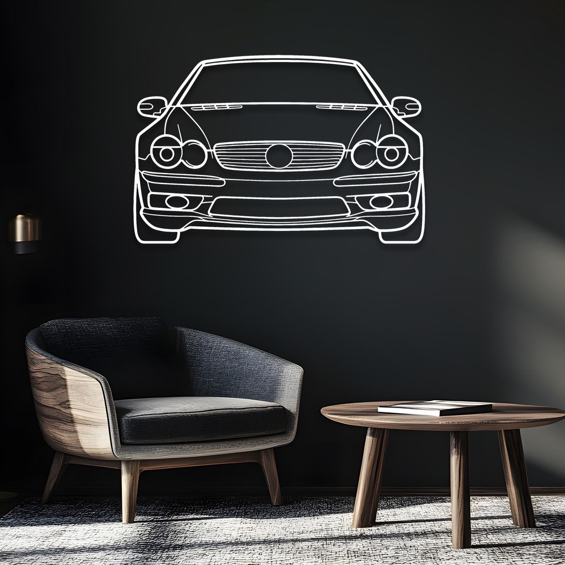 SL55 2004 Front Silhouette Metal Wall Art