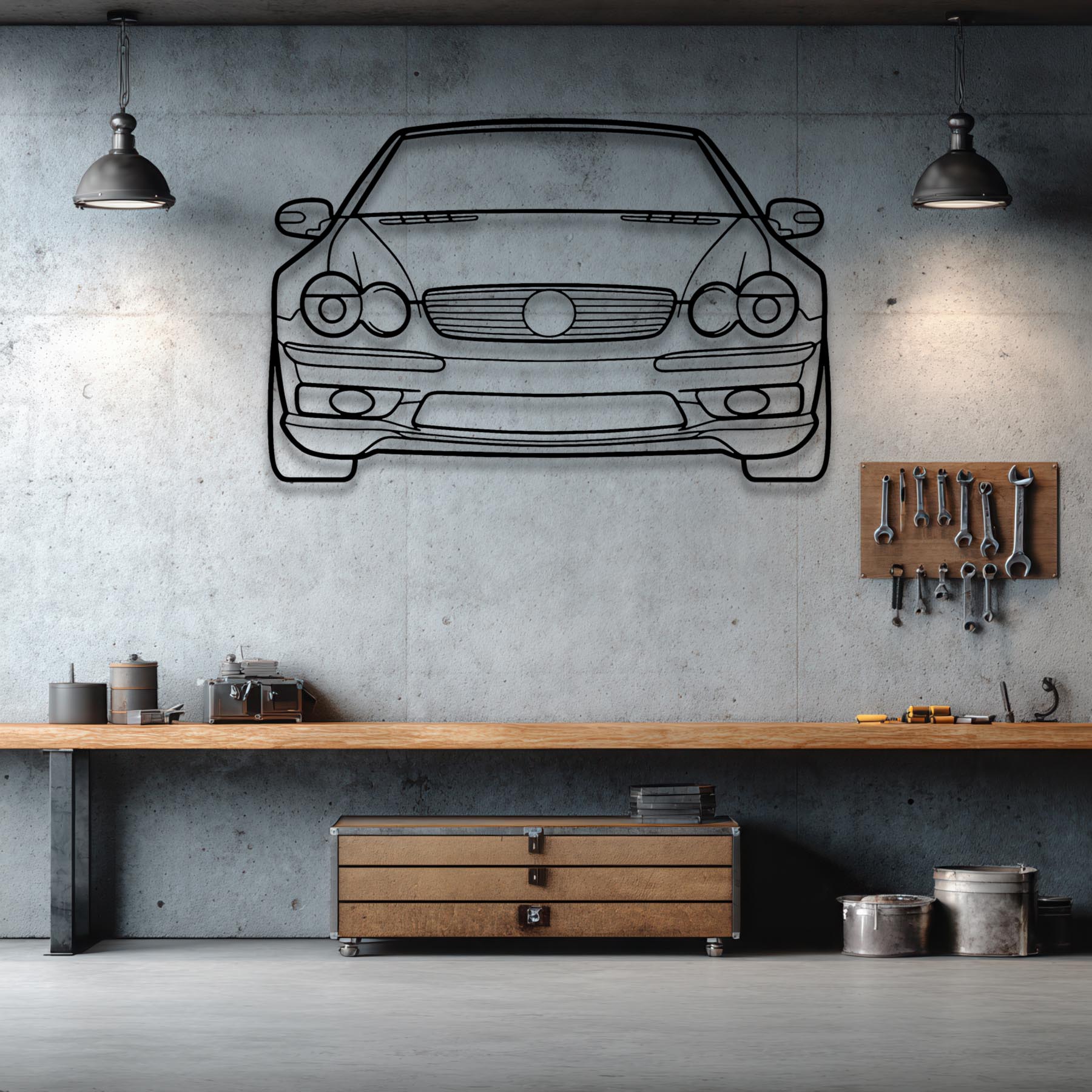 SL55 2004 Front Silhouette Metal Wall Art