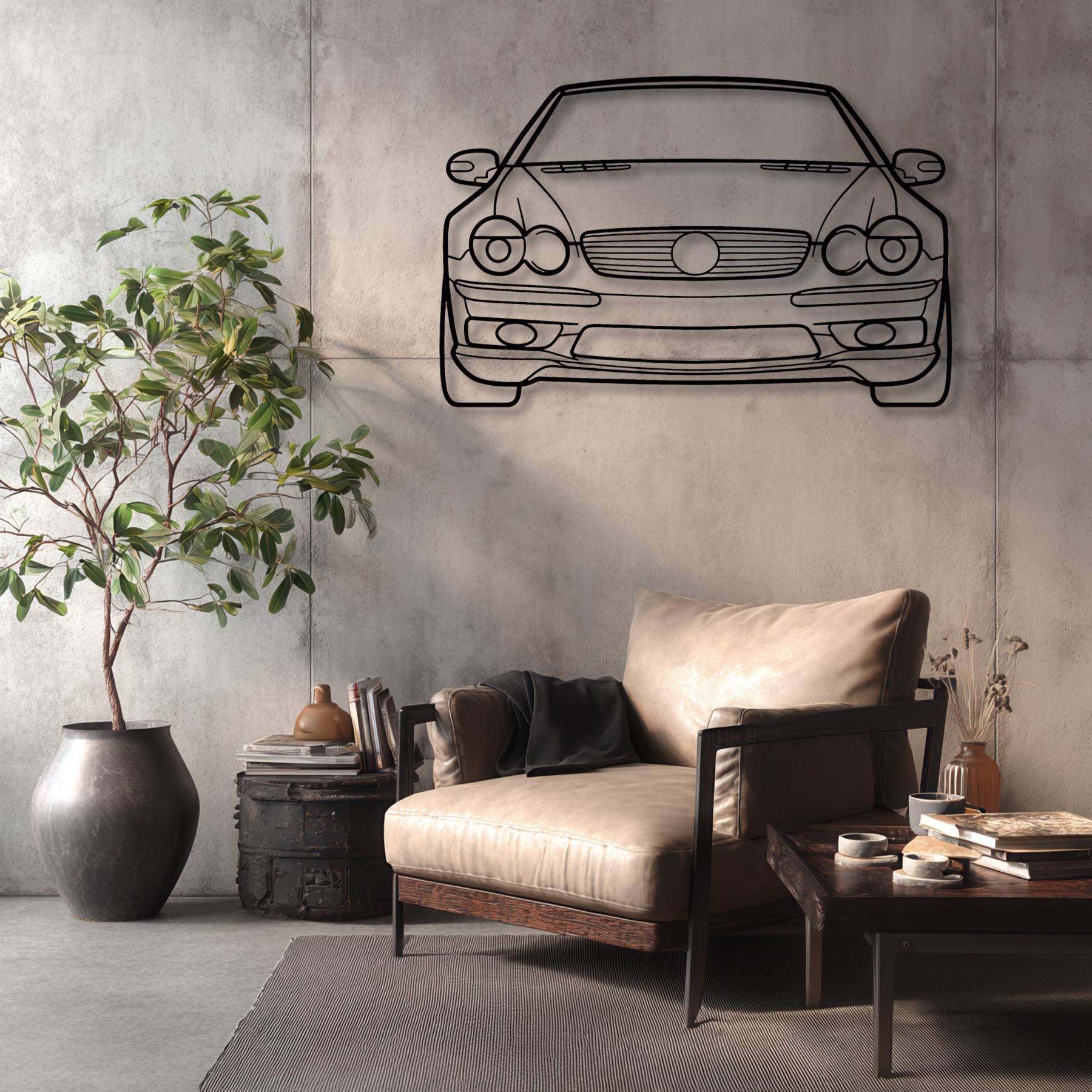 SL55 2004 Front Silhouette Metal Wall Art