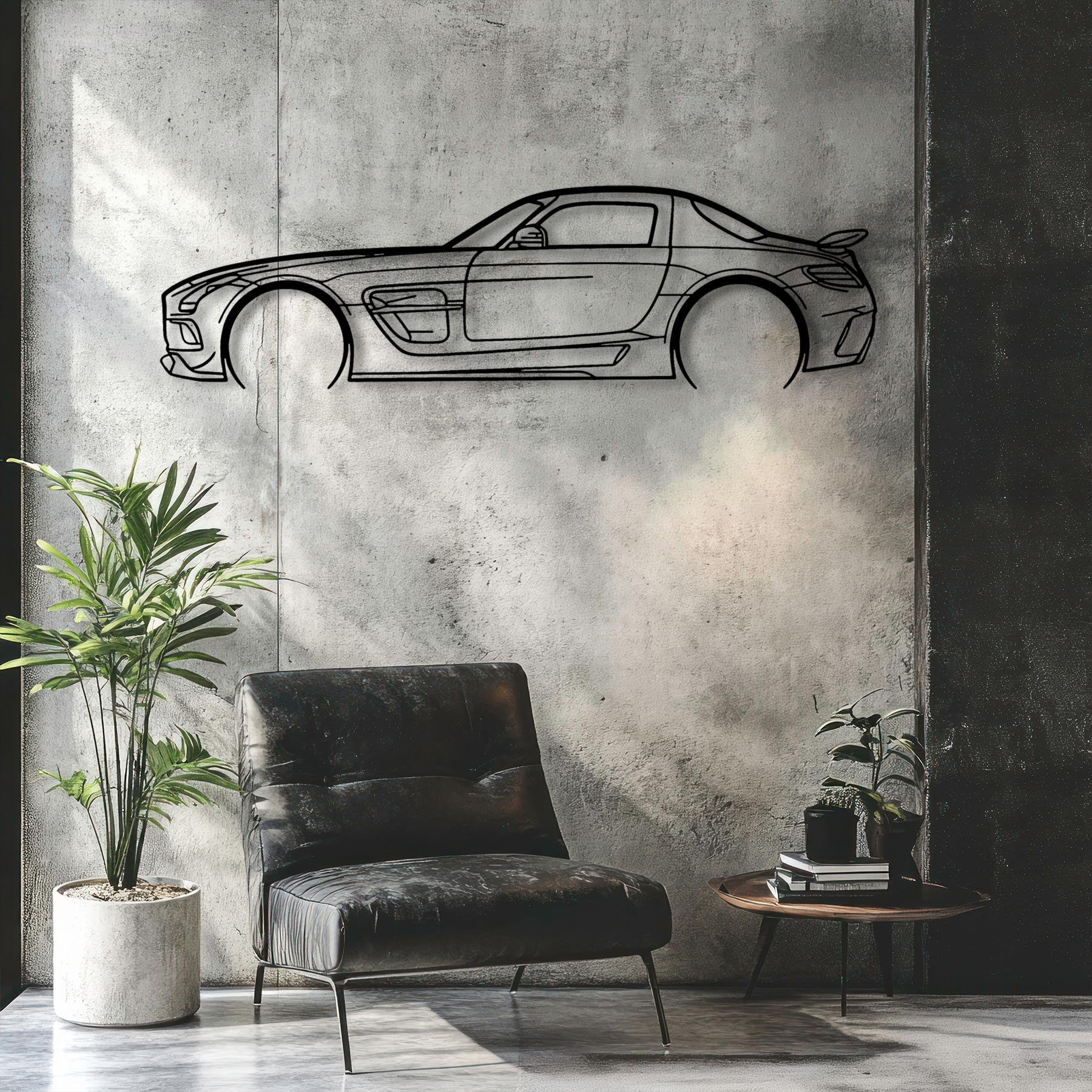 SLS AMG Black Series Detailed Silhouette Metal Wall Art