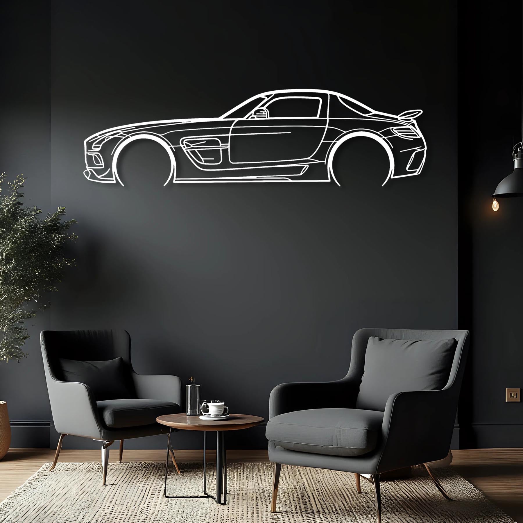 SLS AMG Black Series Detailed Silhouette Metal Wall Art