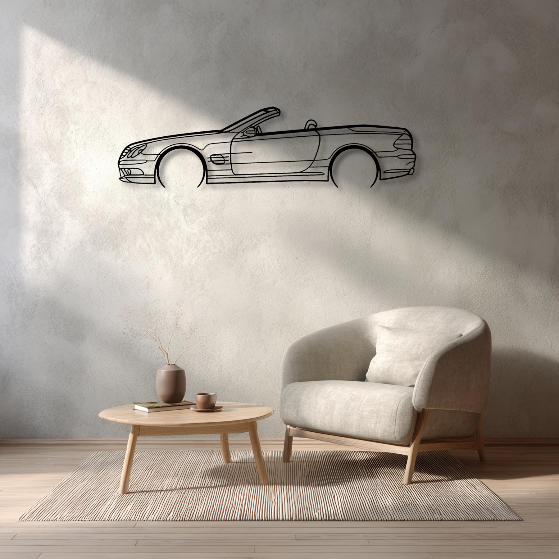SL 55 AMG 2003 Detailed Silhouette Metal Wall Art