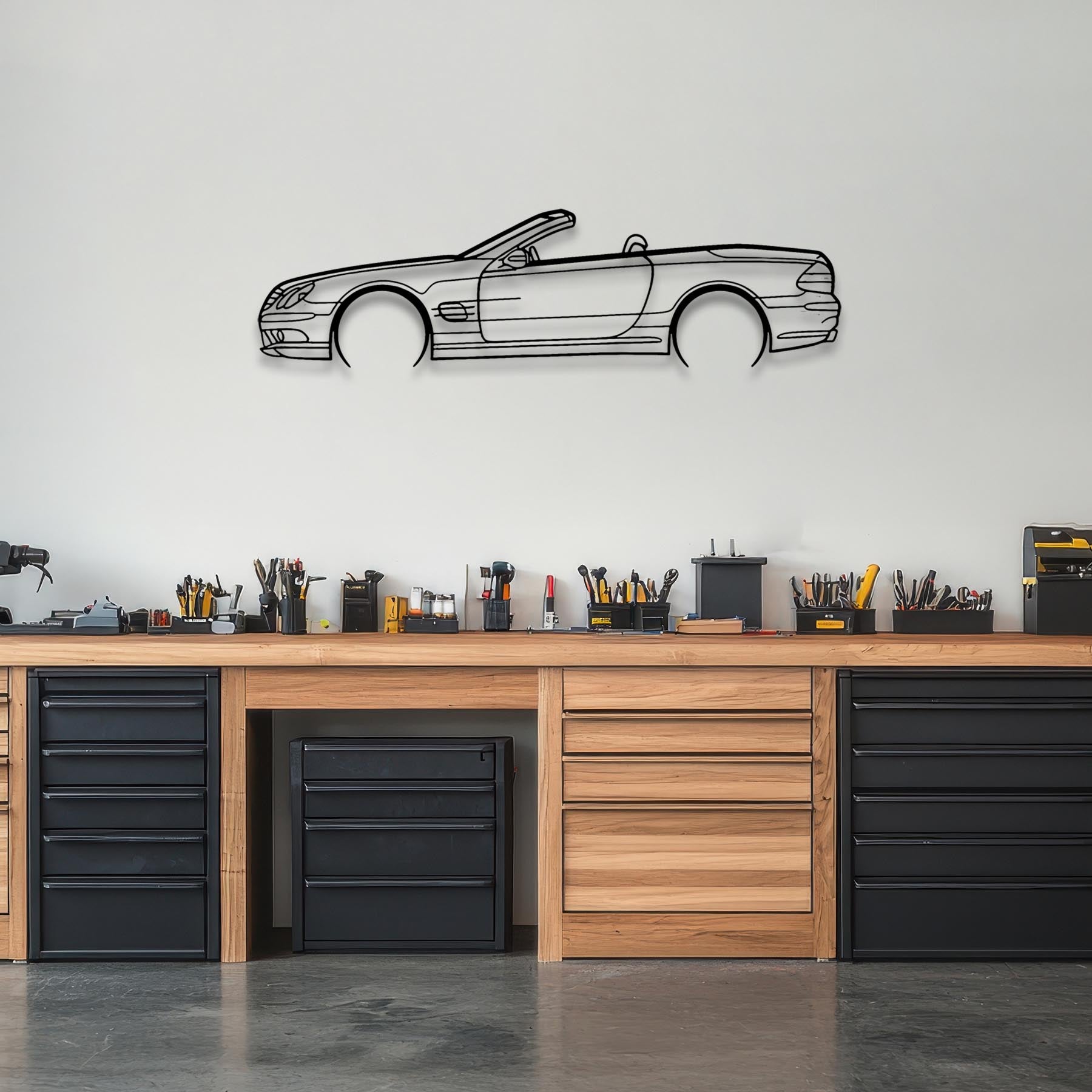 SL 55 AMG 2003 Detailed Silhouette Metal Wall Art