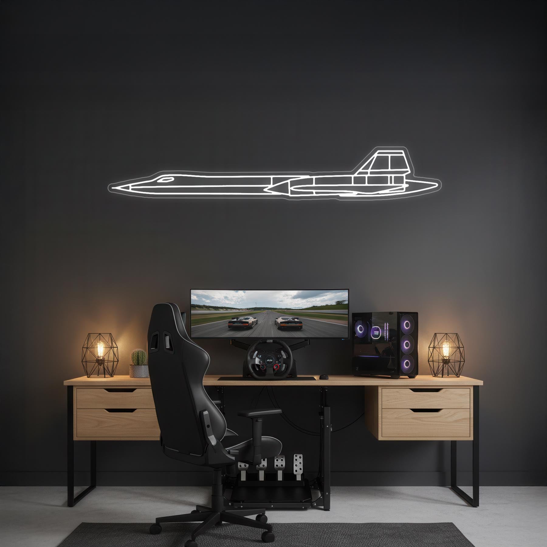 SR71 Blackbird Neon Silhouette