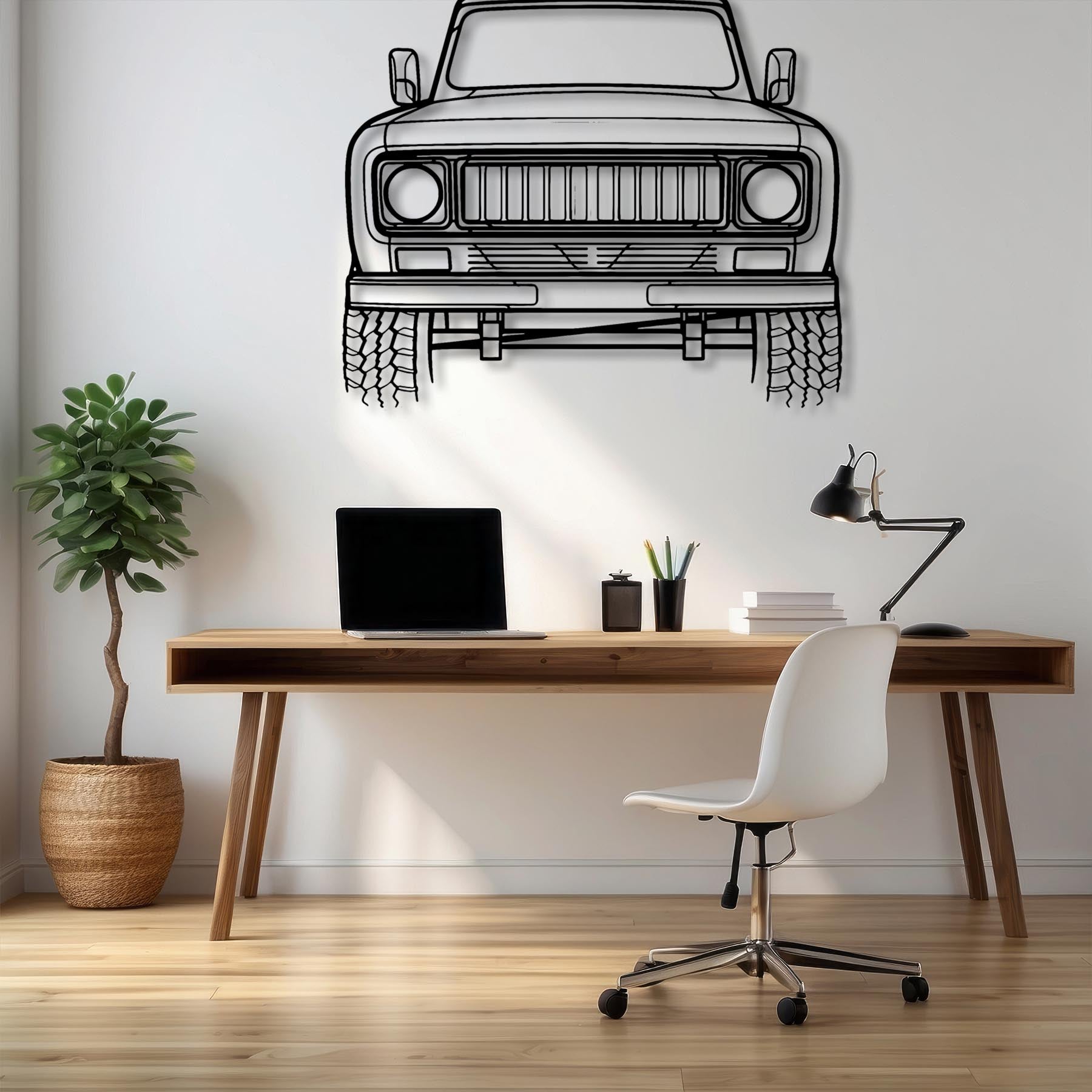 Scout II 1975 front Silhouette Metal Wall Art