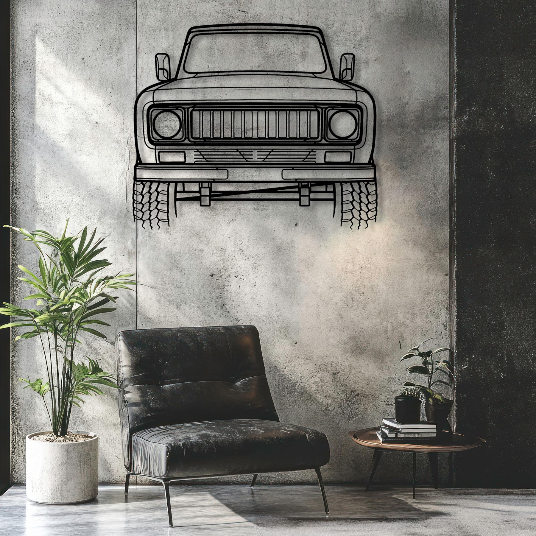 Scout II 1975 front Silhouette Metal Wall Art