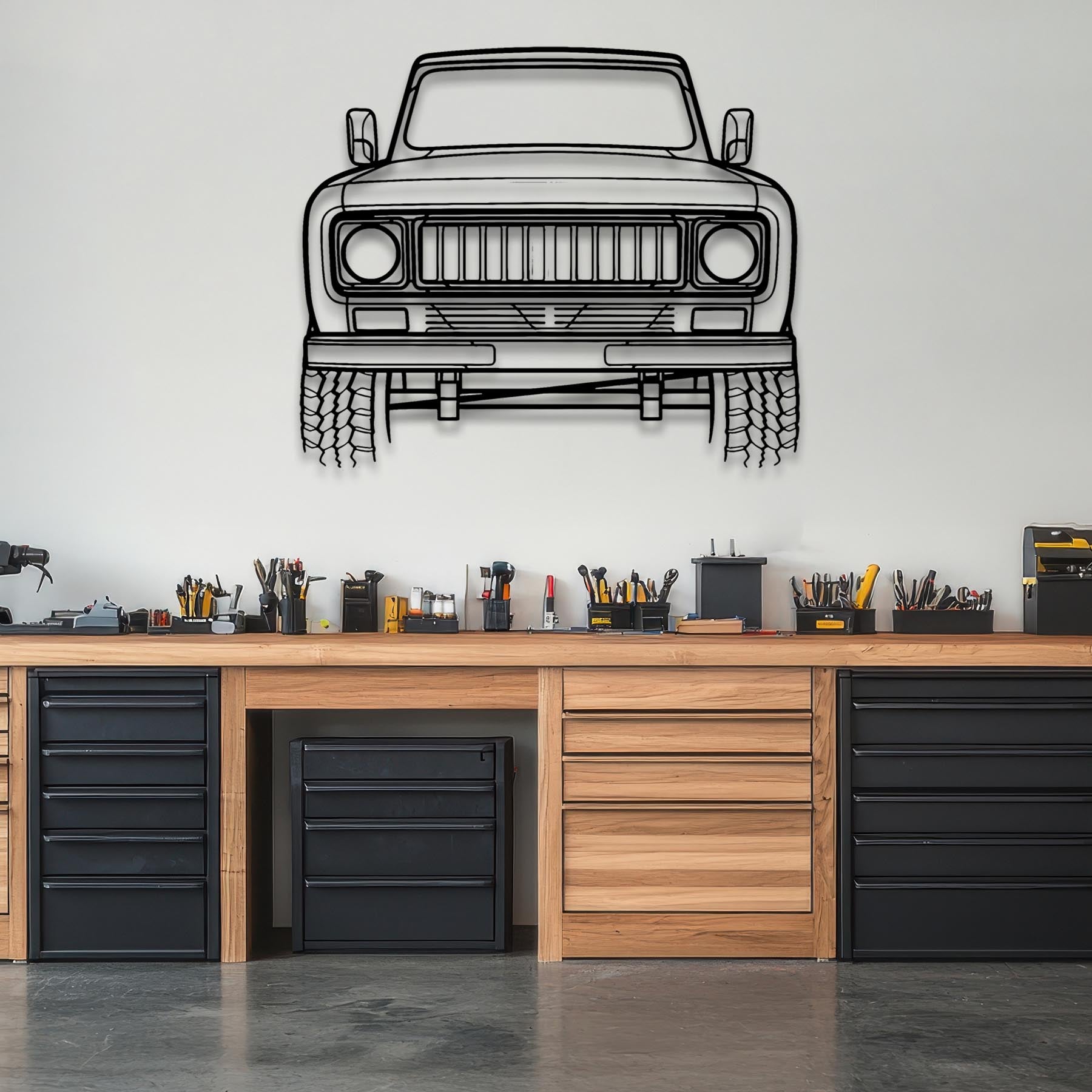 Scout II 1975 front Silhouette Metal Wall Art