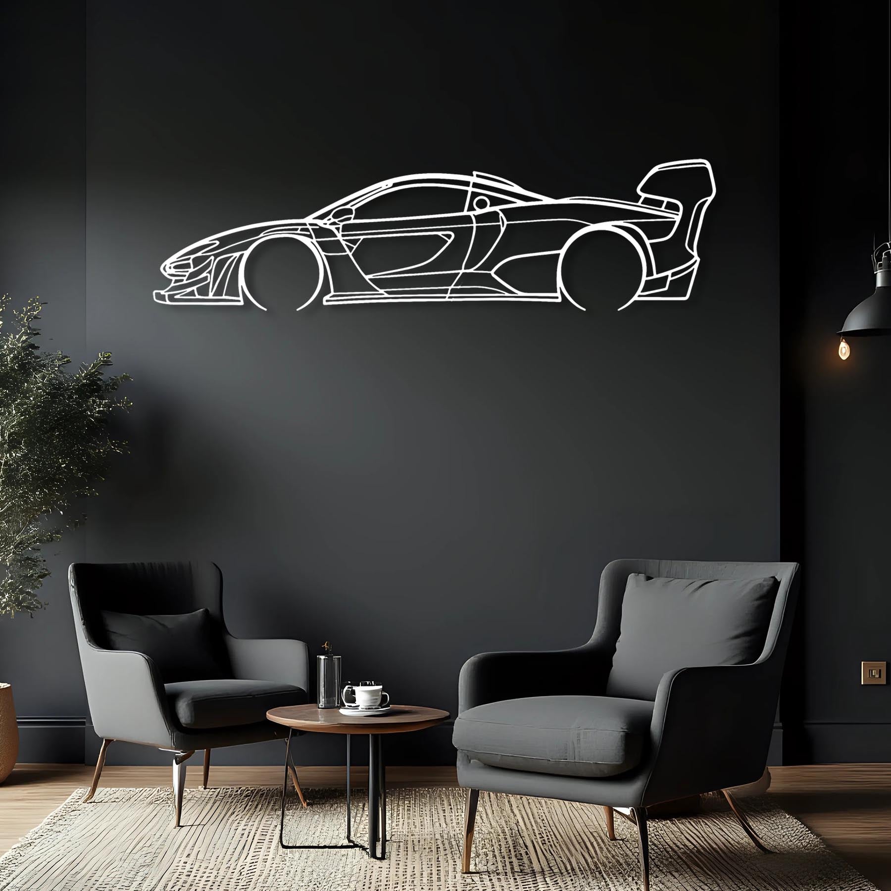 Senna GTR Detailed Silhouette Metal Wall Art