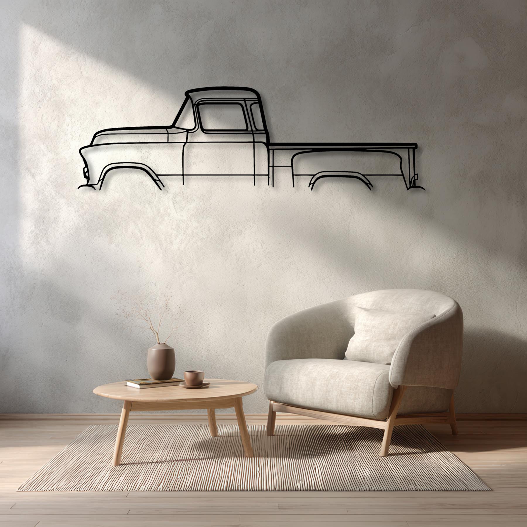 Short bed 3100 1955 Classic Silhouette Metal Wall Art