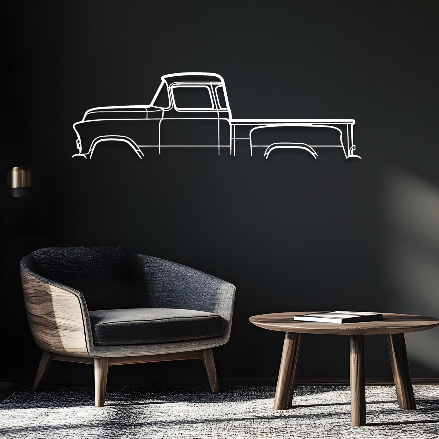 Short bed 3100 1955 Classic Silhouette Metal Wall Art