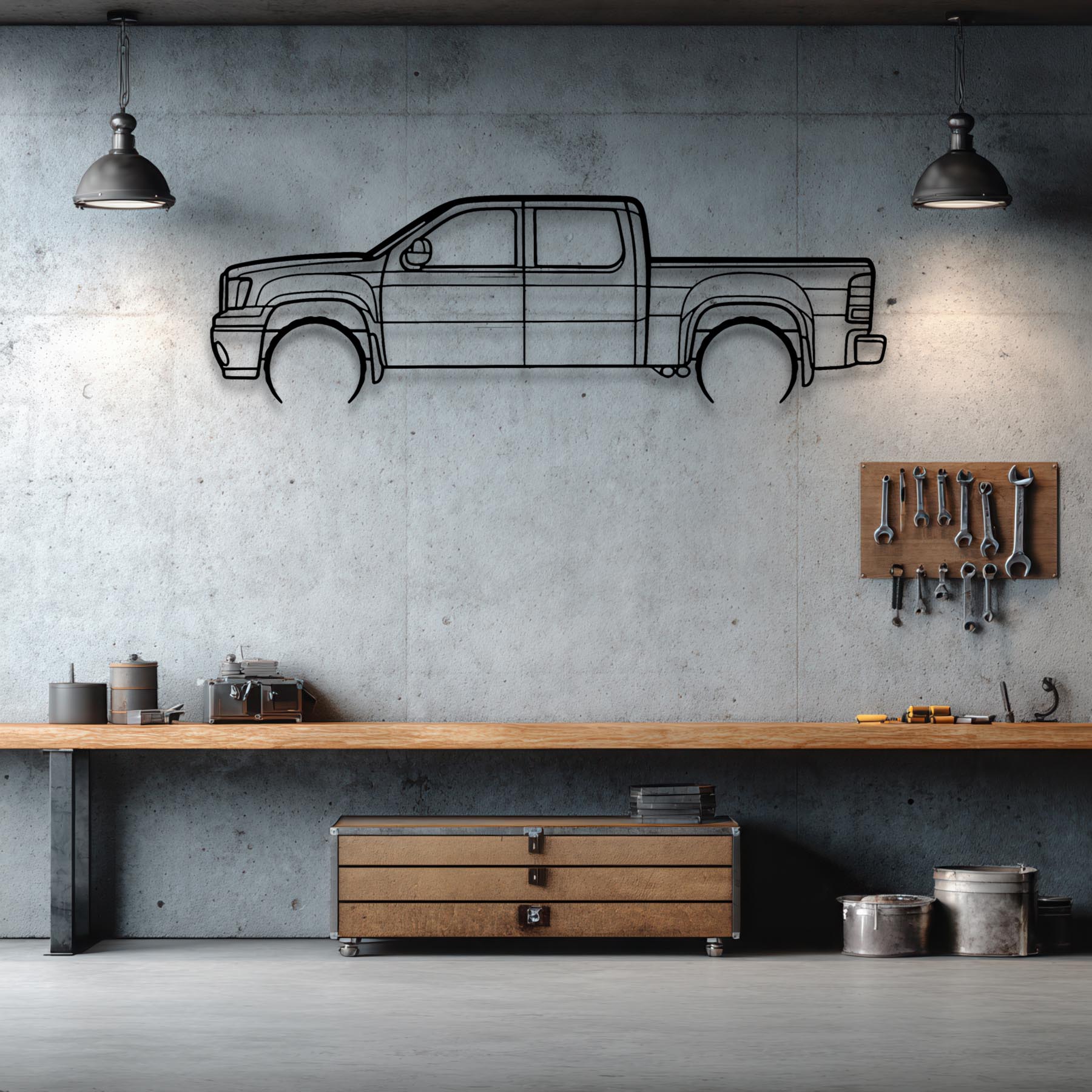 Sierra 1500 2013 Detailed Silhouette Metal Wall Art