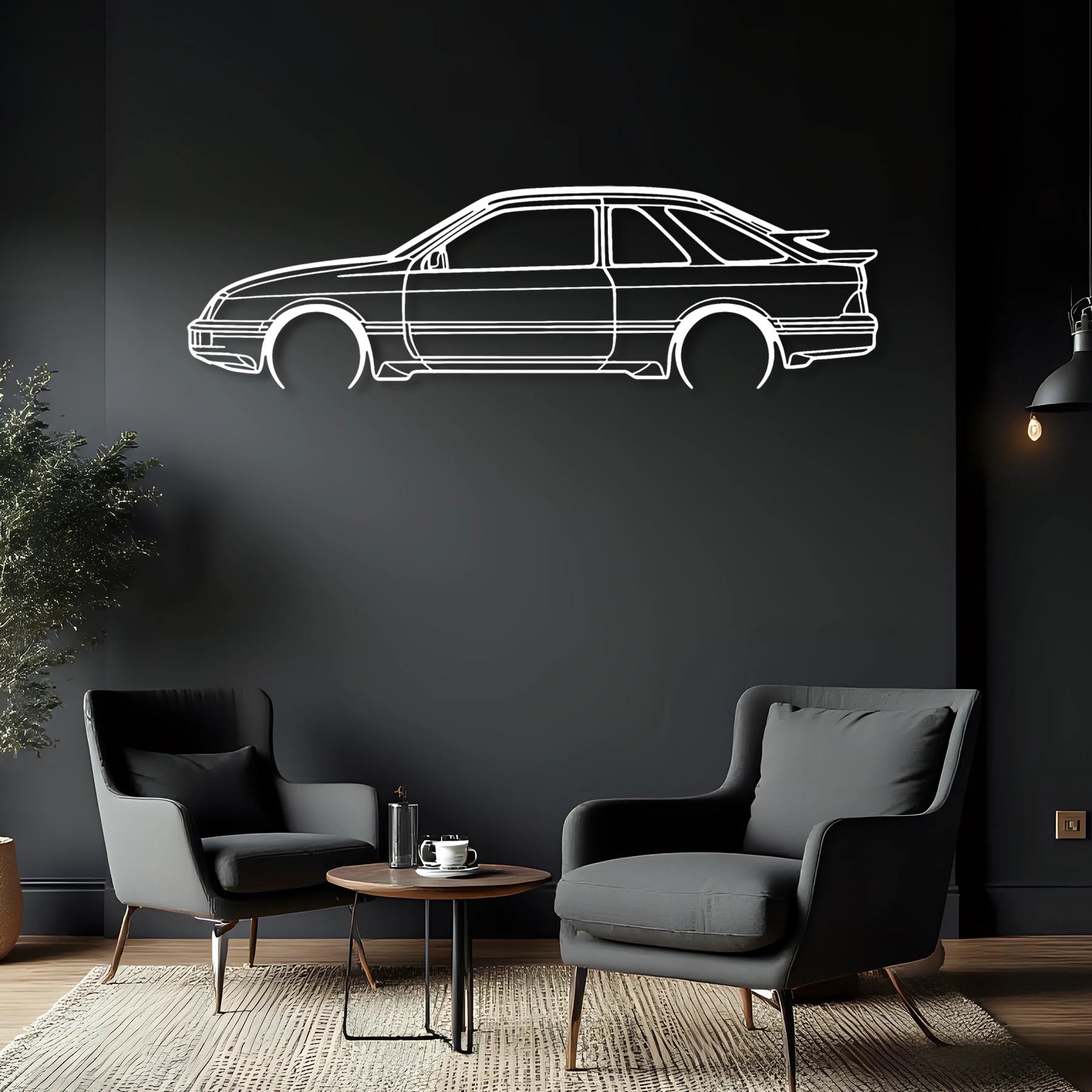 Sierra XR4i 1983 Detailed Silhouette Metal Wall Art