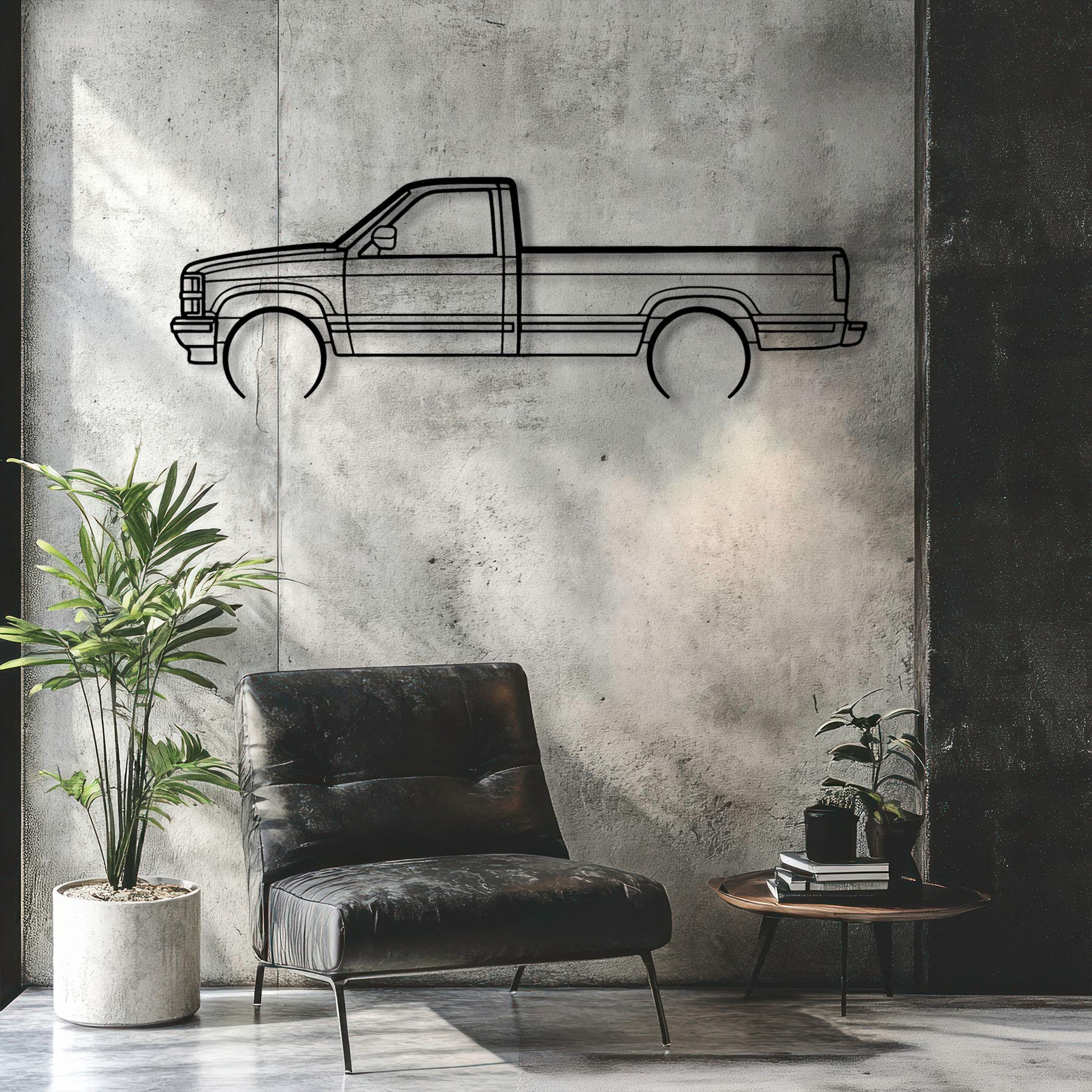 Silverado 1994 Detailed Silhouette Metal Wall Art