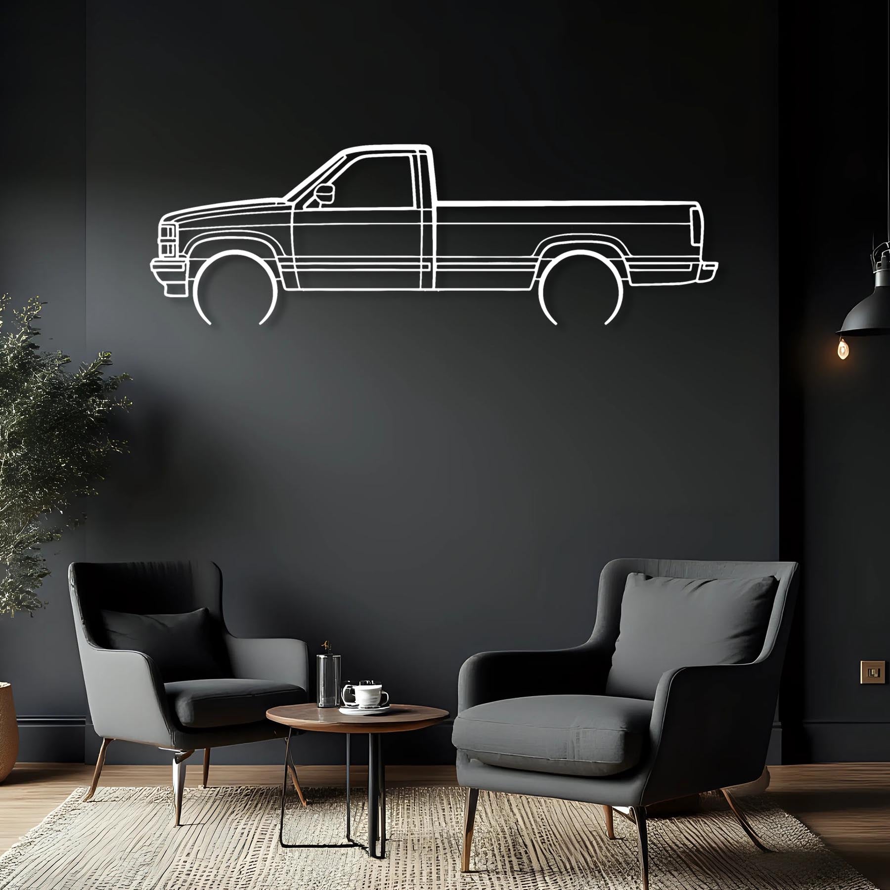 Silverado 1994 Detailed Silhouette Metal Wall Art