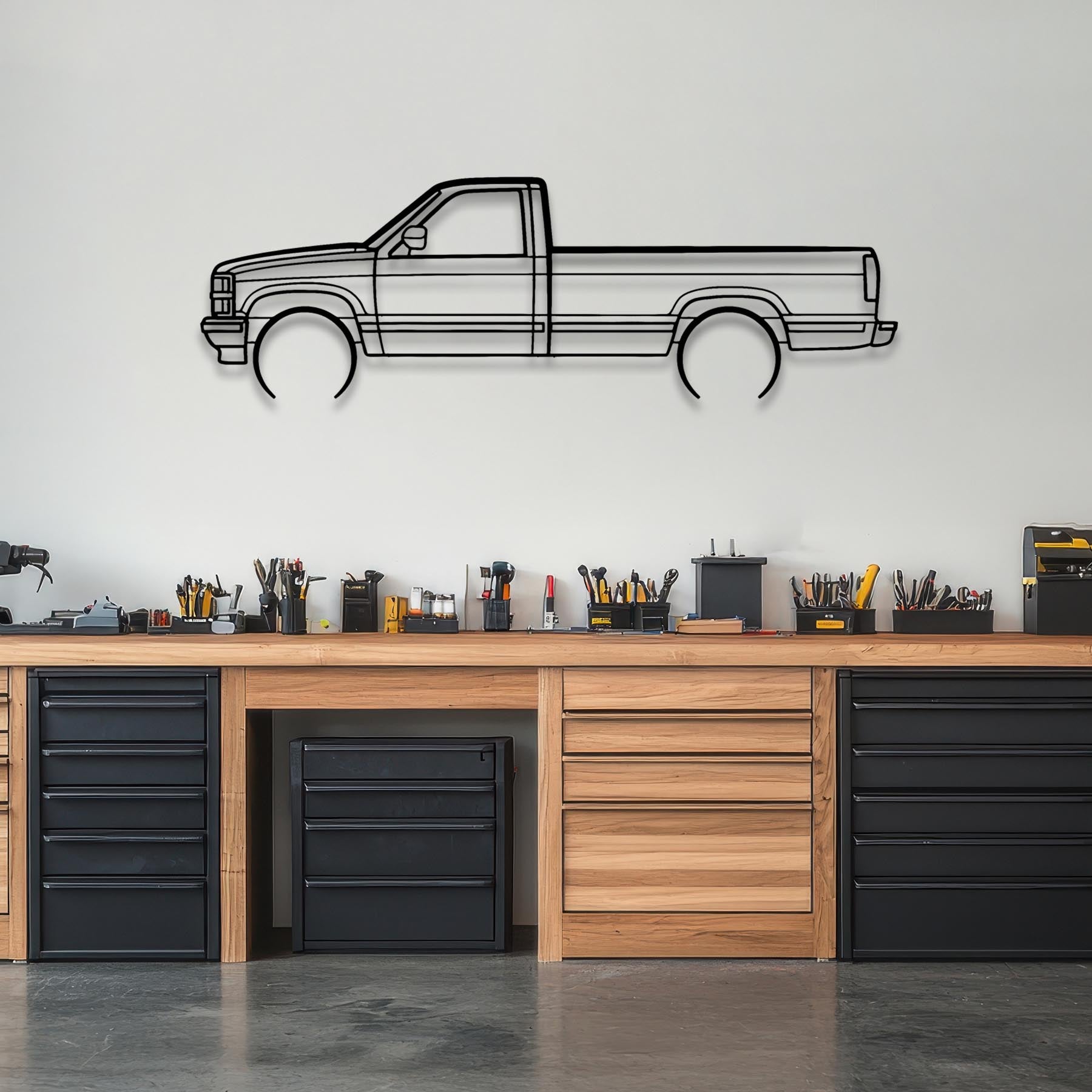 Silverado 1994 Detailed Silhouette Metal Wall Art