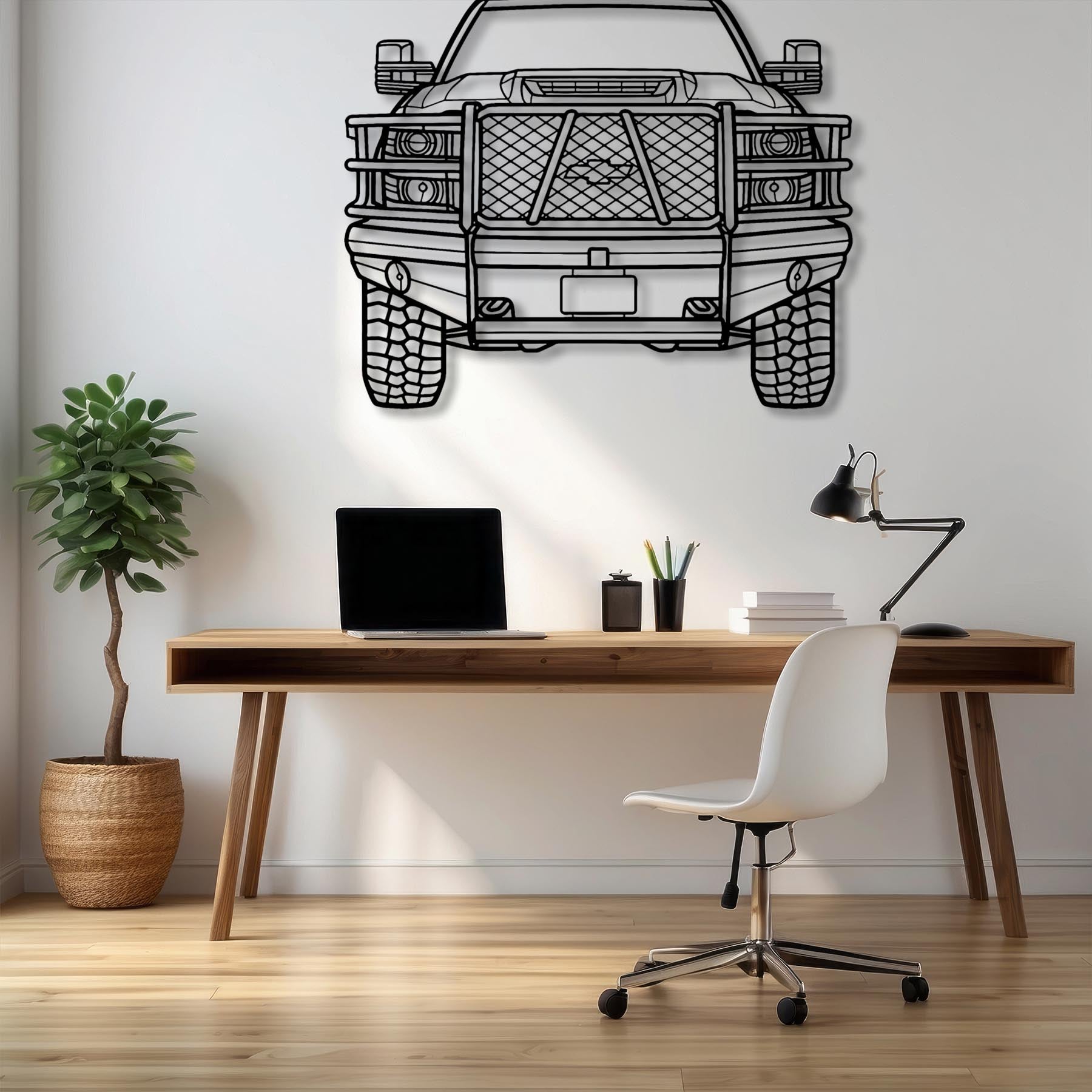 Silverado Front Silhouette Metal Wall Art