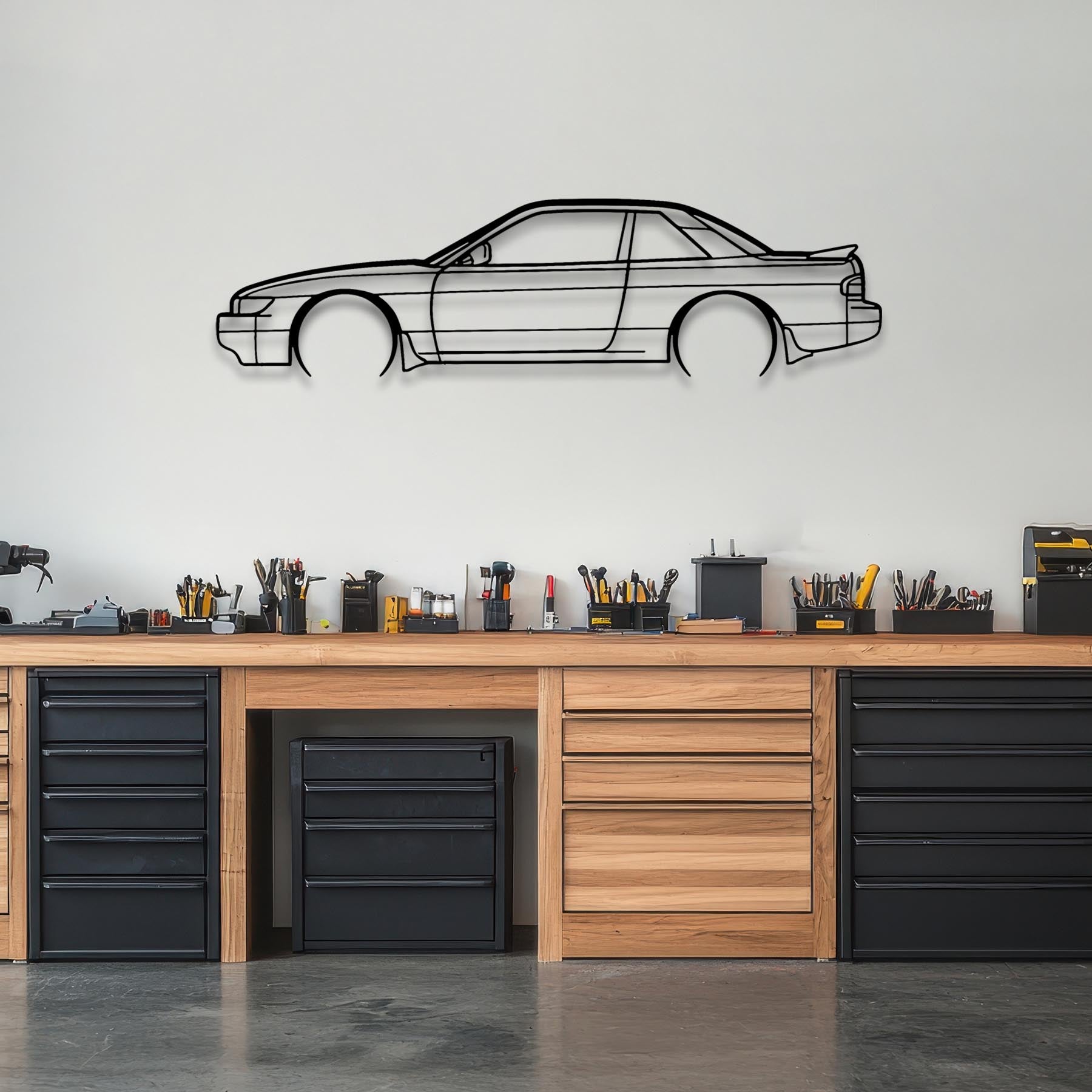 Silvia S13 1990 Detailed Silhouette Metal Wall Art