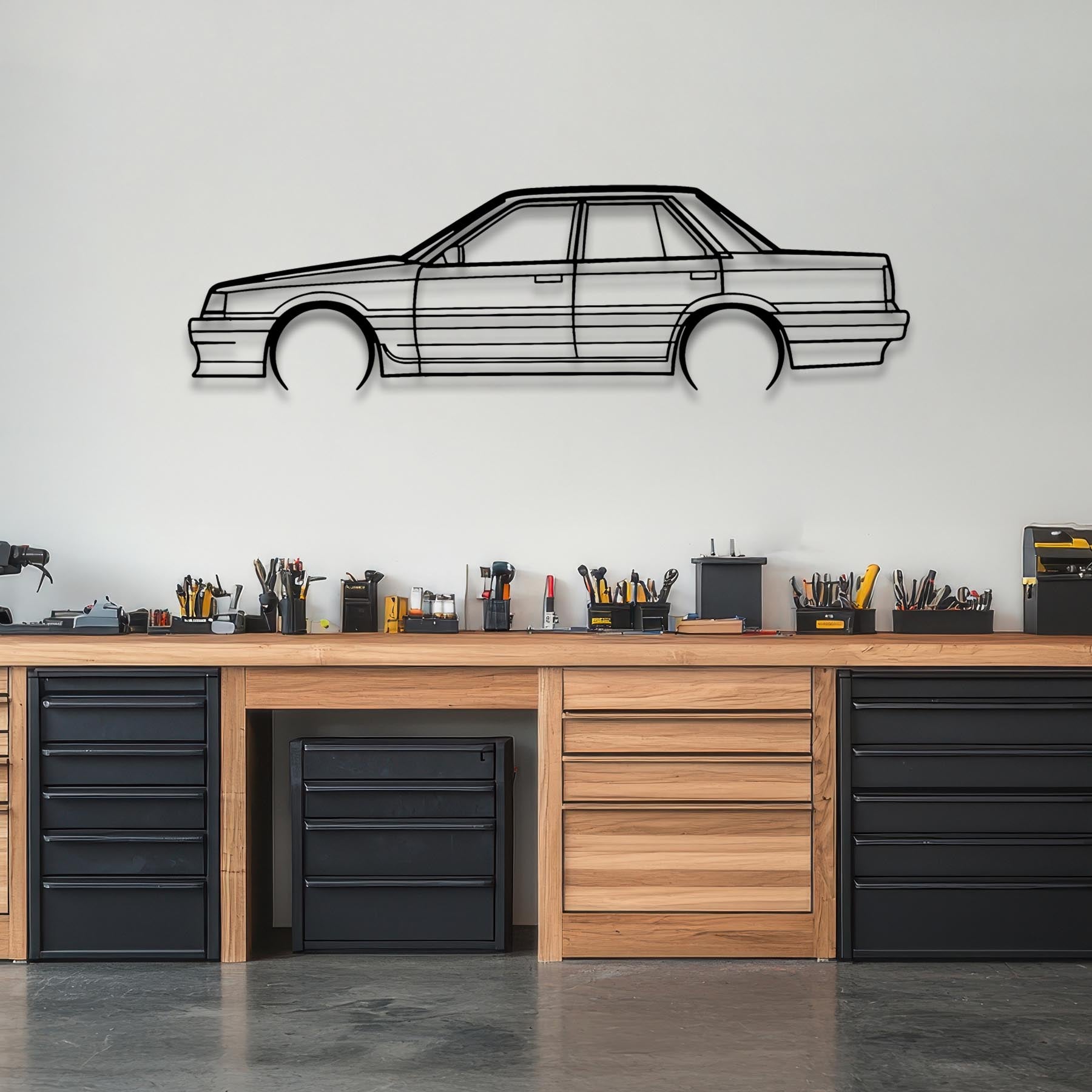 Skyline R31 1989 Detailed Silhouette Metal Wall Art