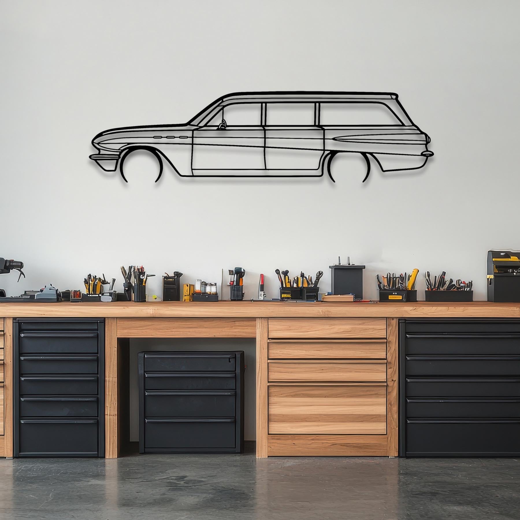 Special Wagon 1962 Detailed Silhouette Metal Wall Art