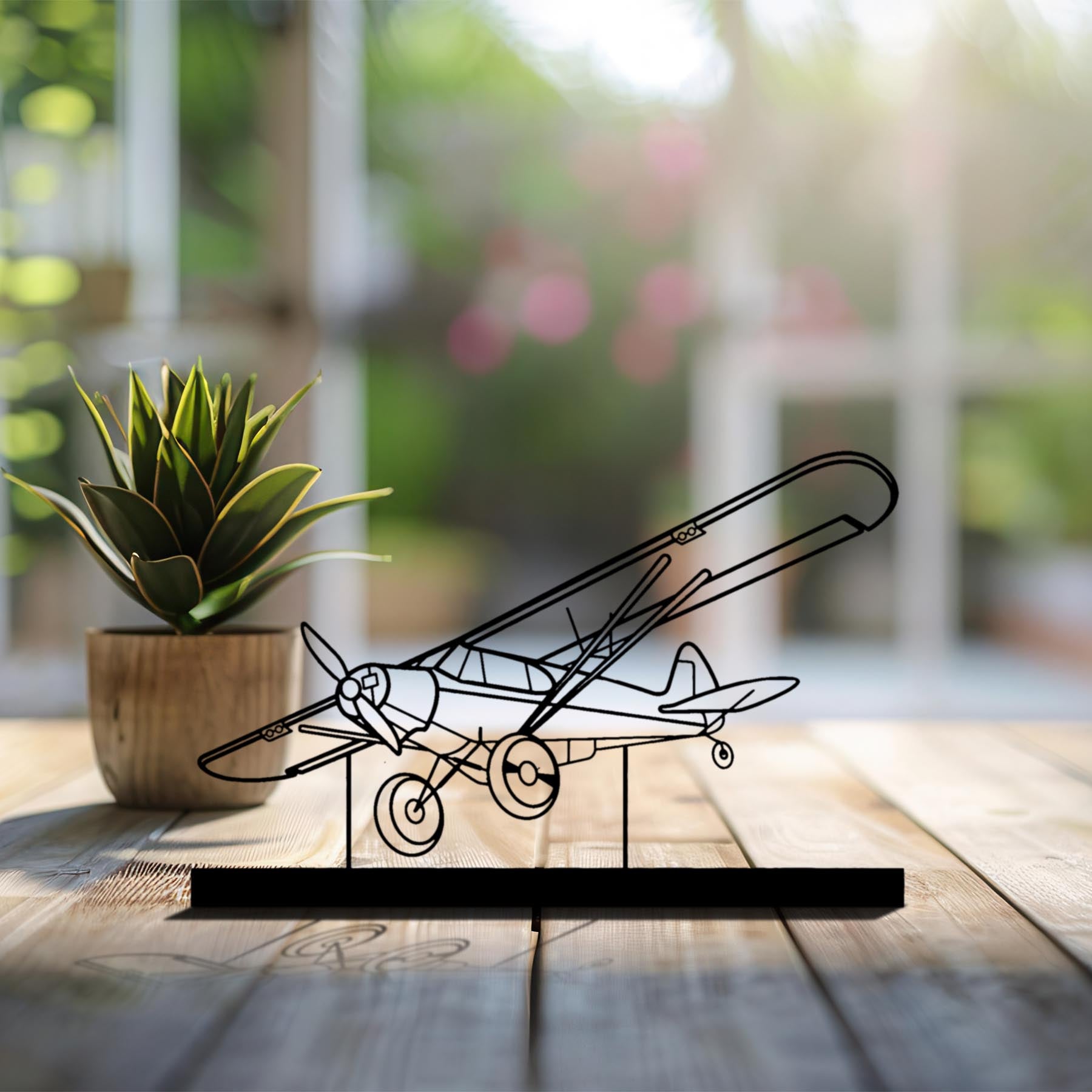 Super Cub Silhouette Metal Art Stand