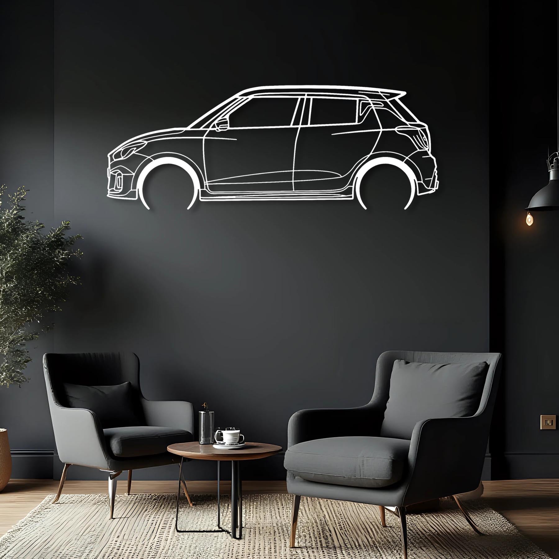 Swift Sport 2022 Detailed Silhouette Metal Wall Art