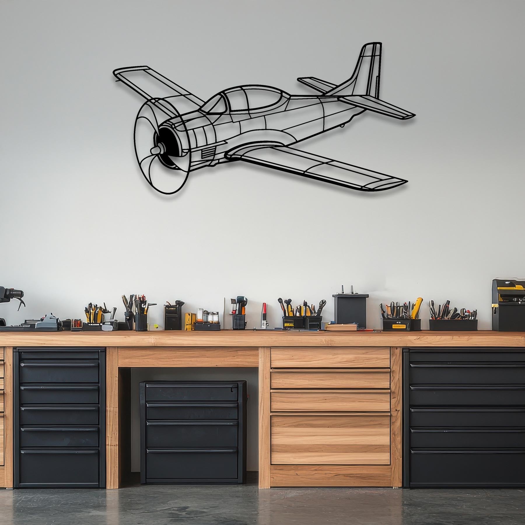 T-28 Trojan Angle Metal Aircraft Wall Art - NCP0141