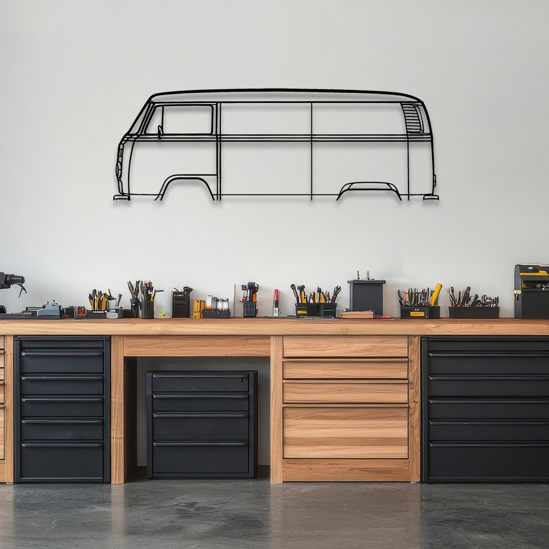 T2 Bus 1977 Classic Silhouette Metal Wall Art