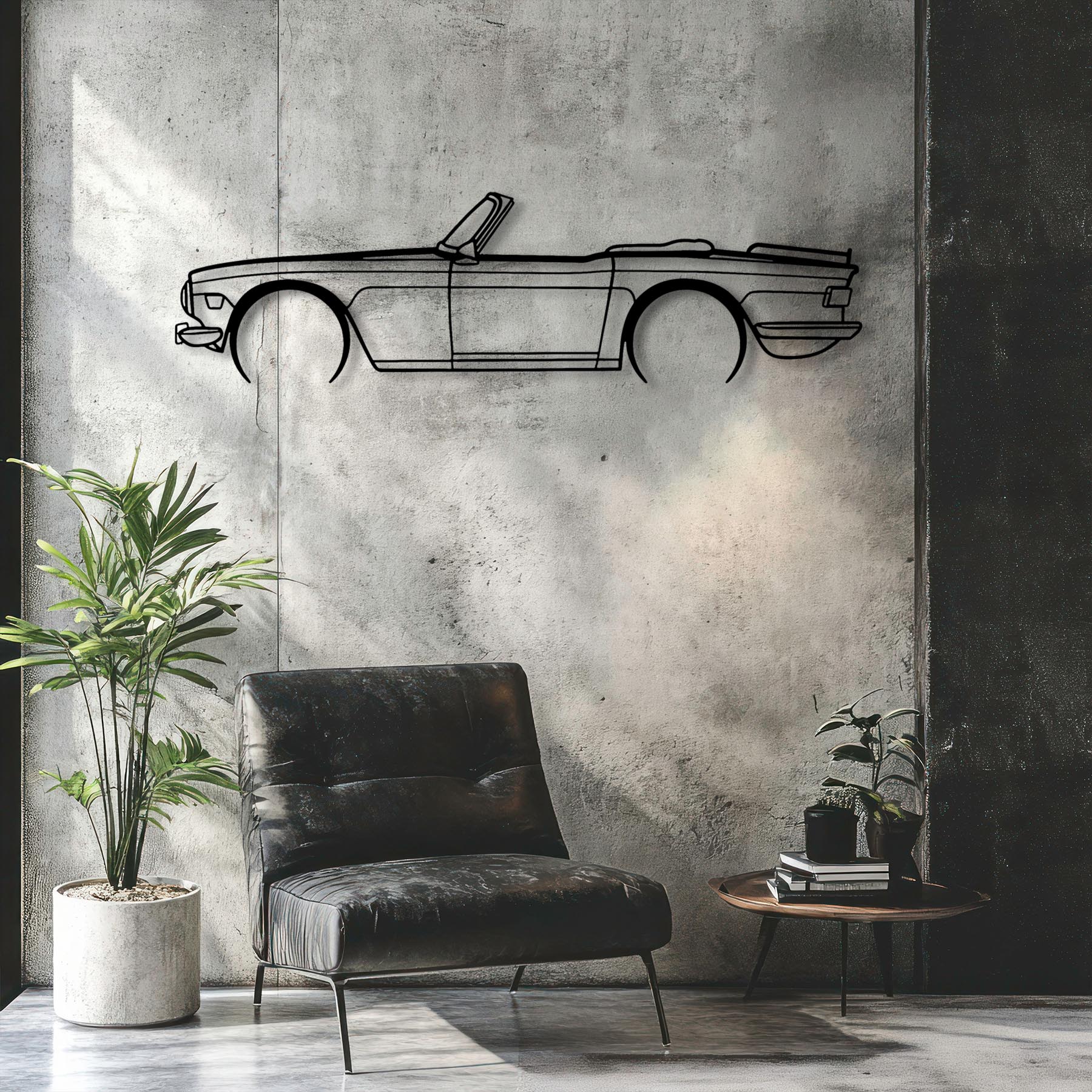 TR6 1974 Detailed Silhouette Metal Wall Art