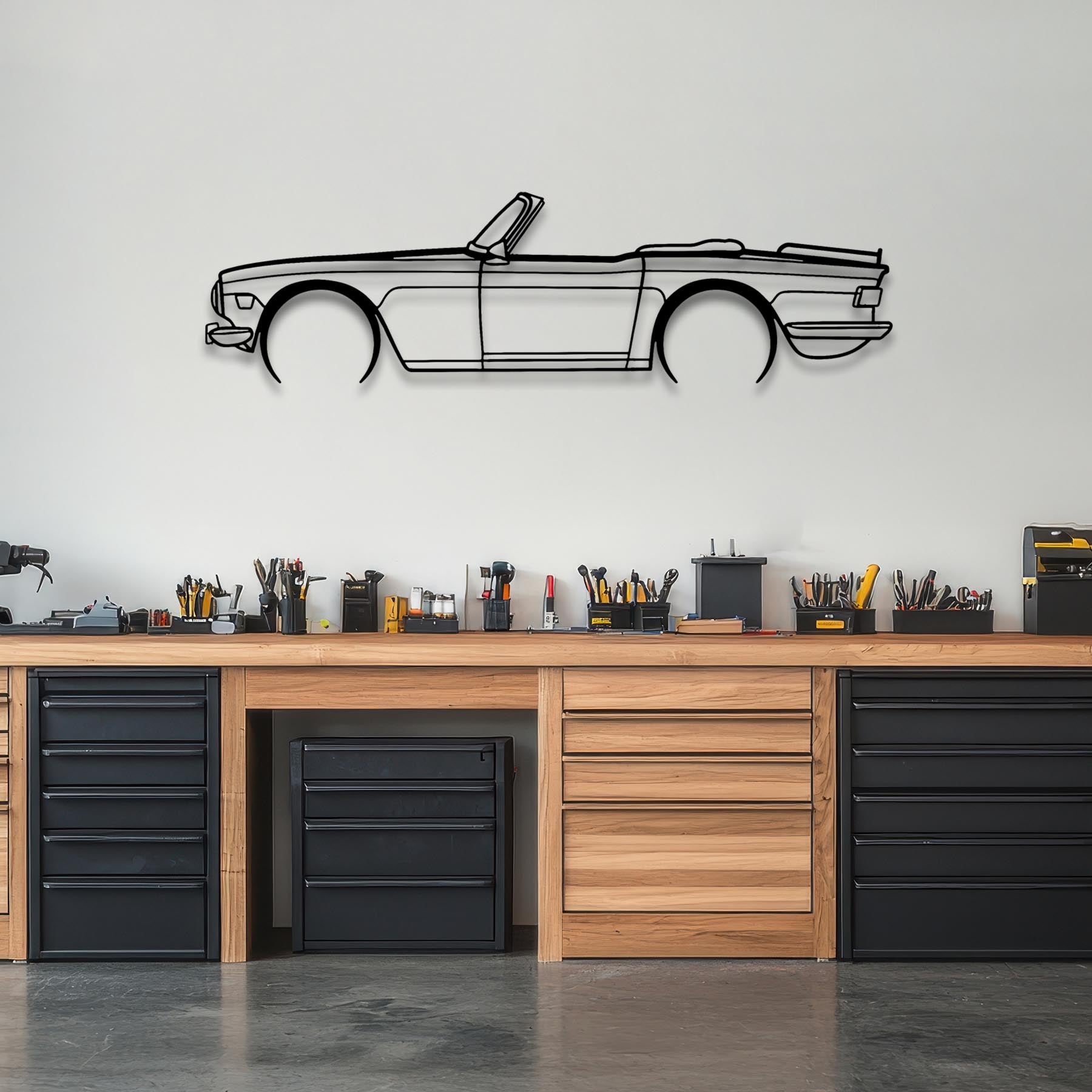 TR6 1974 Detailed Silhouette Metal Wall Art