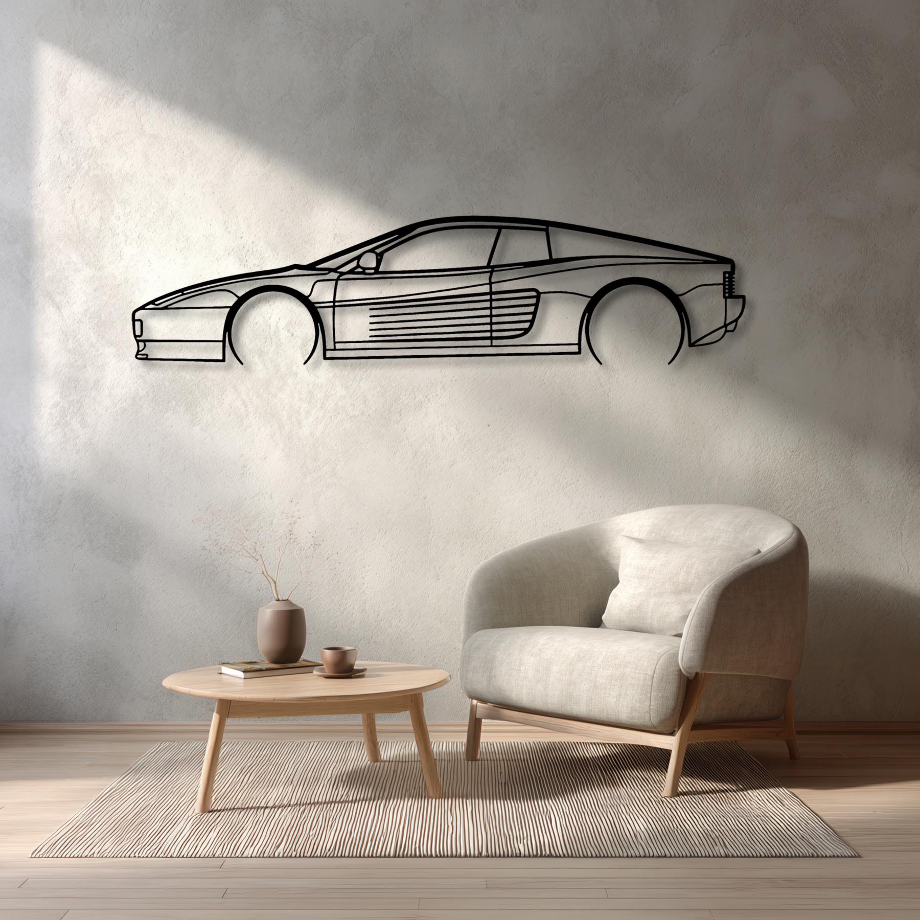 Testarossa Detailed Silhouette Metal Wall Art