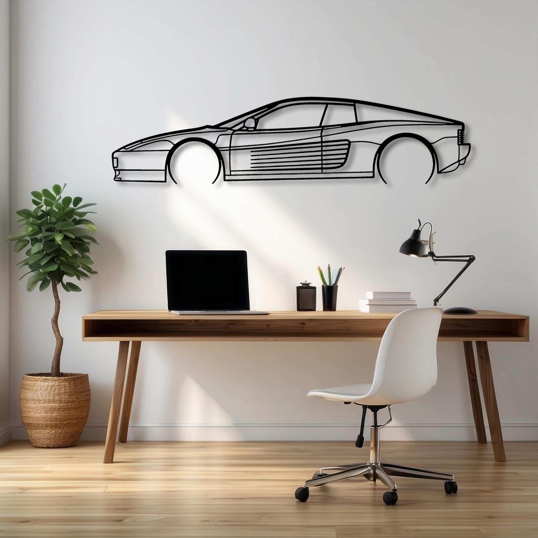 Testarossa Detailed Silhouette Metal Wall Art