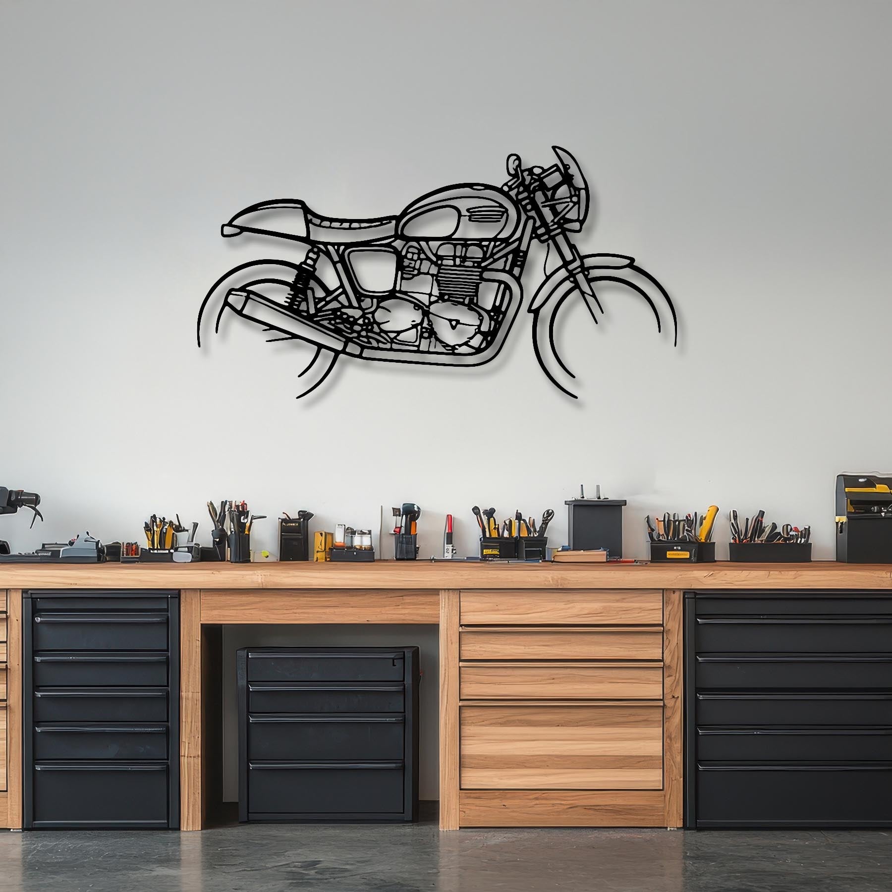 Thruxton 900 2013 Silhouette Metal Wall Art