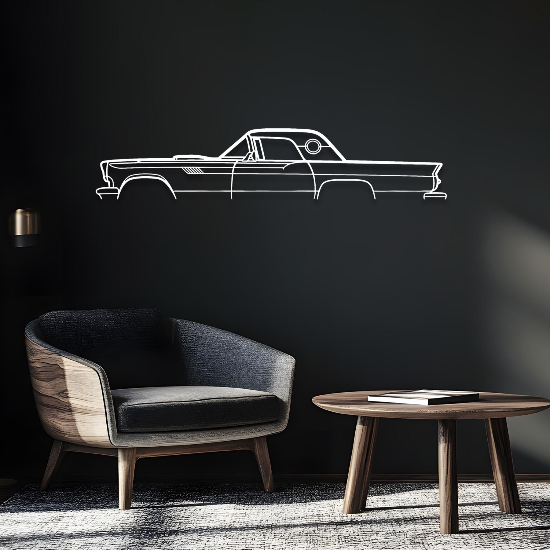 Thunderbird 1957 Classic Silhouette Metal Wall Art